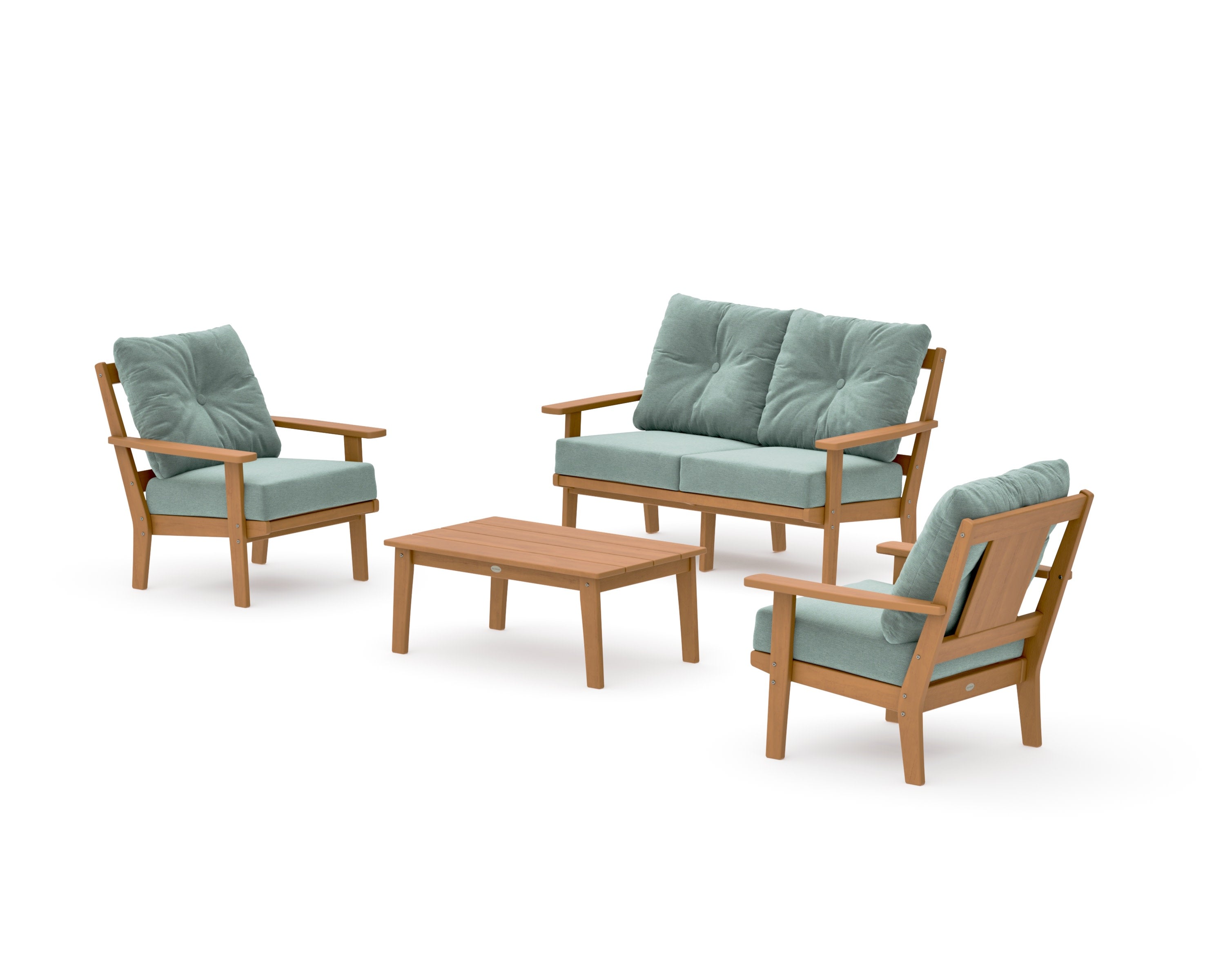 Prairie 4-Piece Deep Seating Set with Loveseat in Natural / Glacier Spa