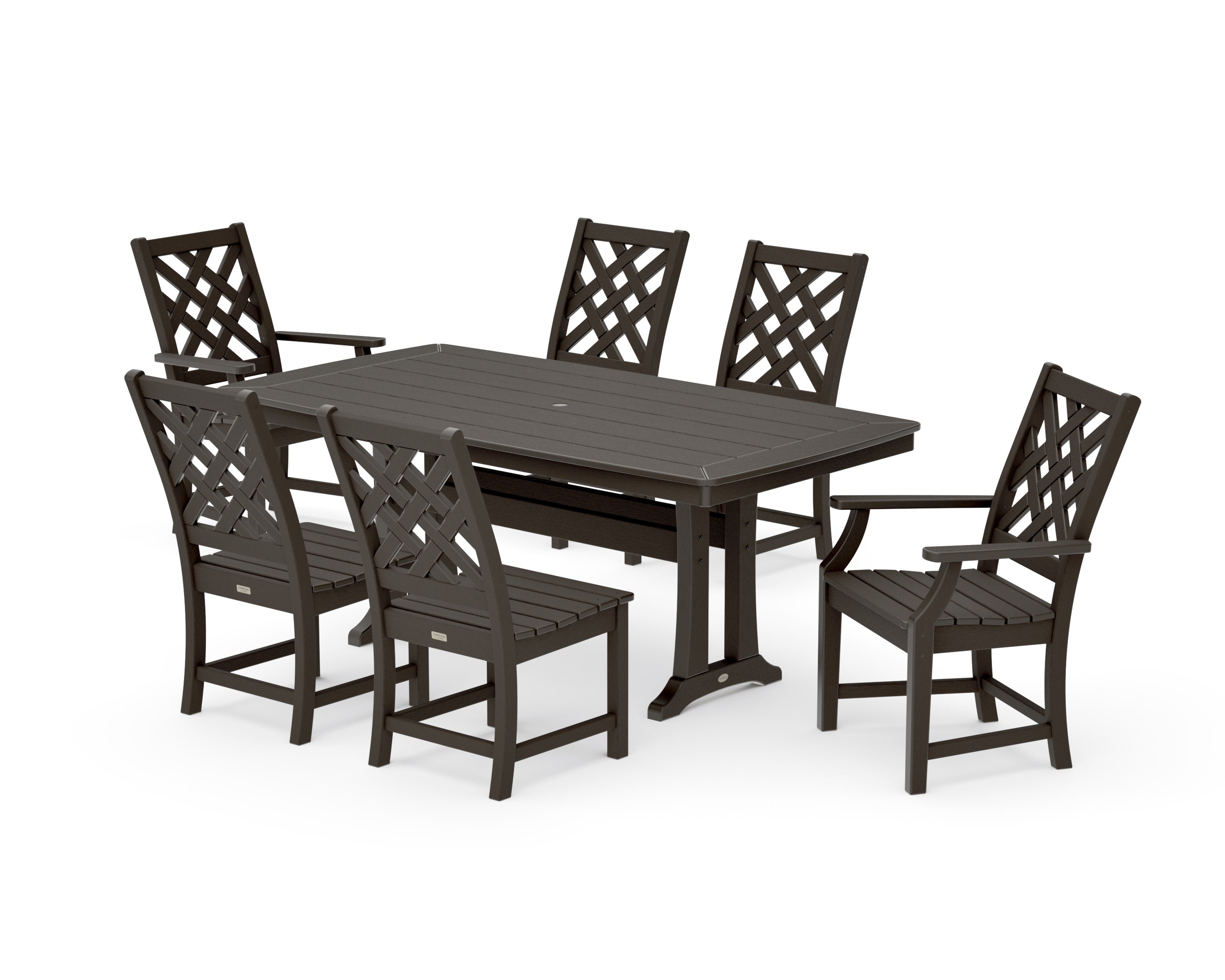 Wovendale 7-Piece Dining Set with Trestle Legs in Vintage Coffee
