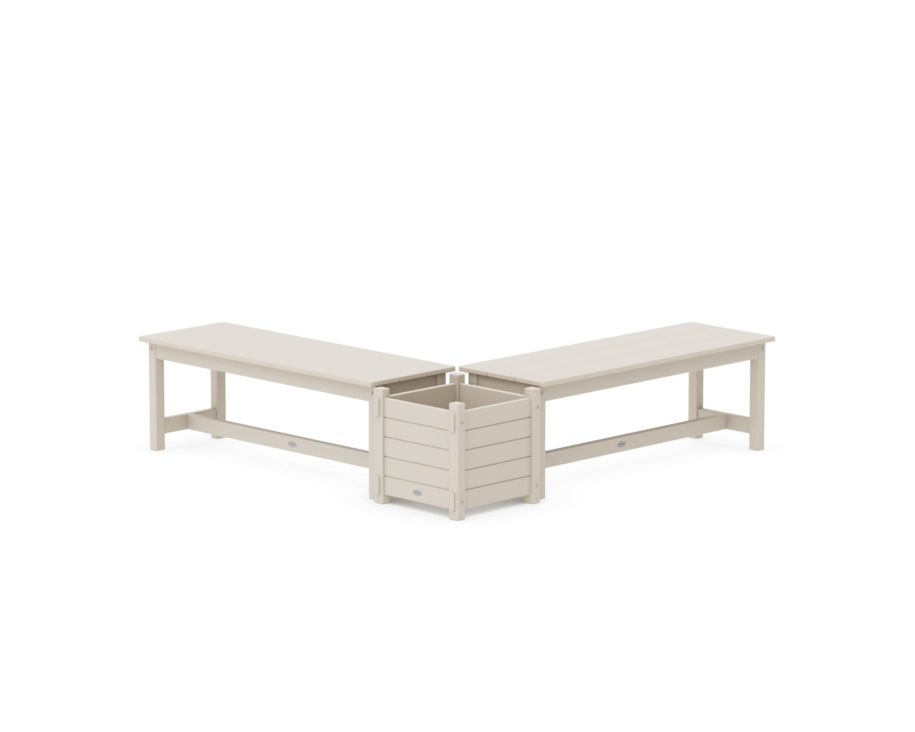 48" Nautical L- Shaped Planter Bench Set in Sand