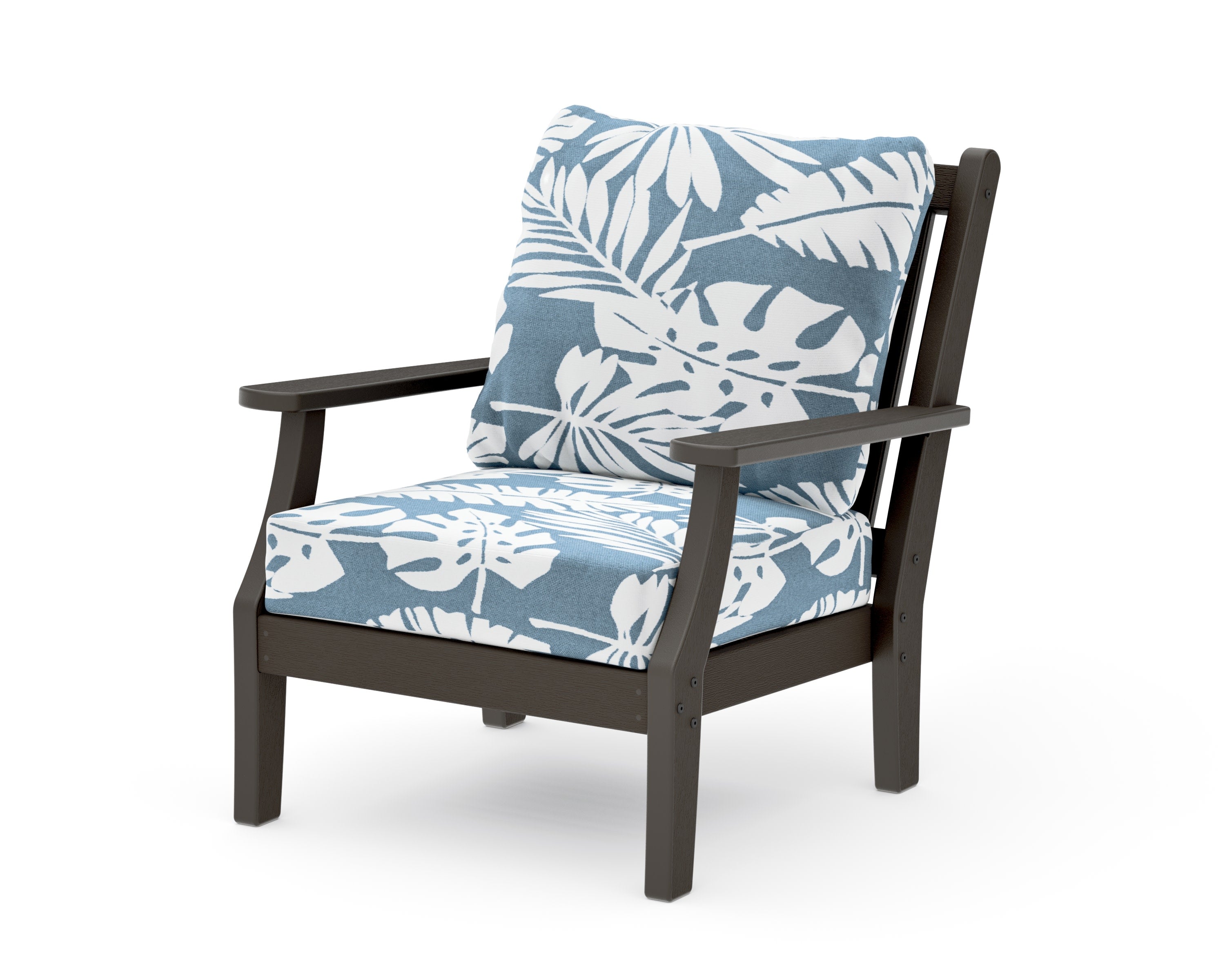 Wovendale Deep Seating Chair in Vintage Coffee / Leaf Sky Blue