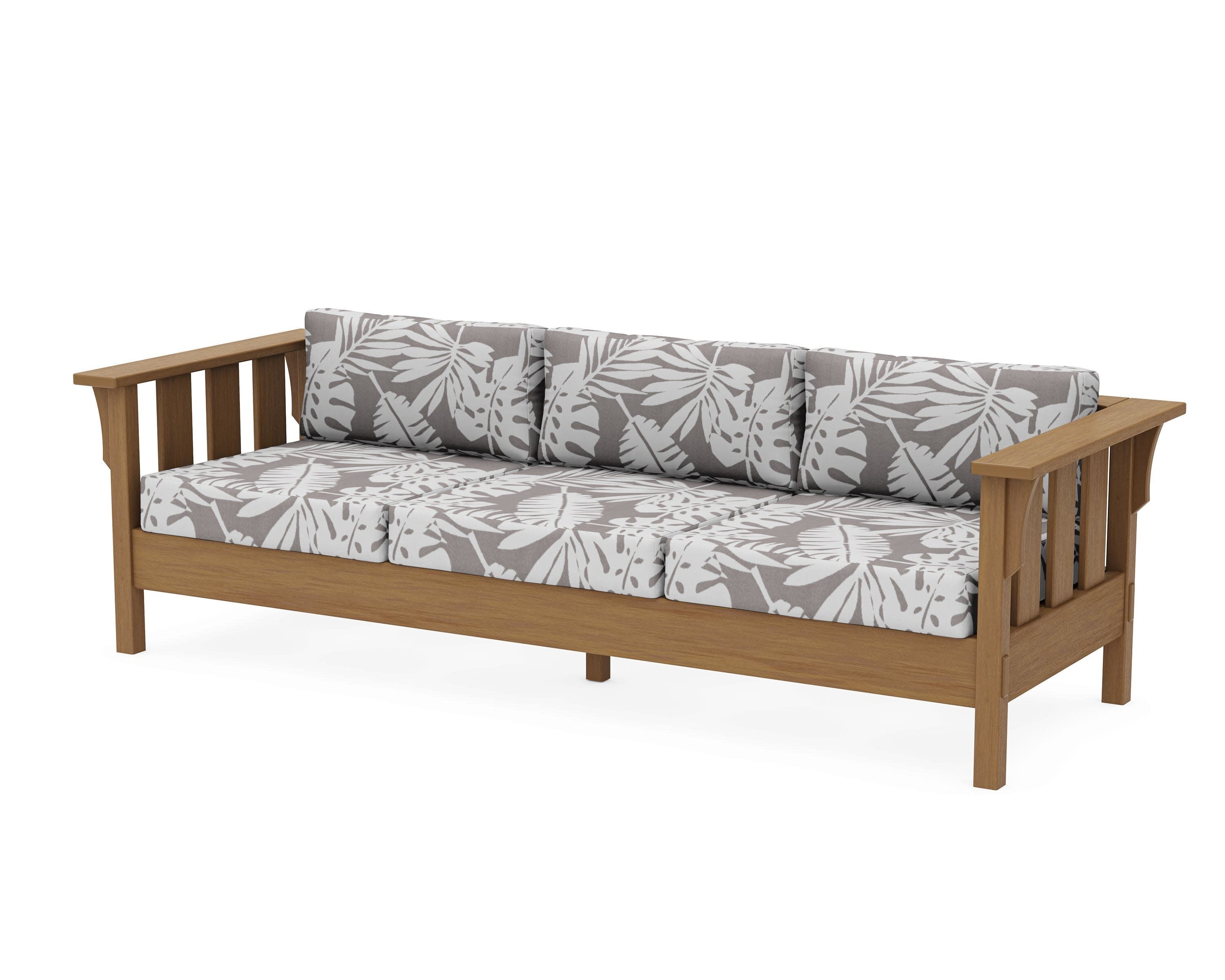 Acadia Deep Seating Sofa in Natural / Leaf Grey Mist