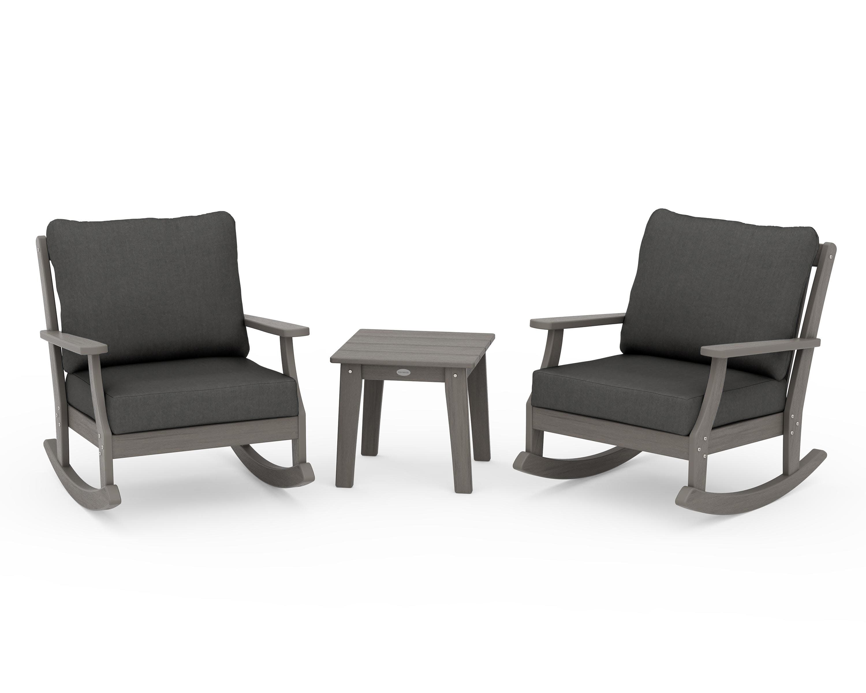 Braxton 3-Piece Deep Seating Rocker Set in Driftwood / Spectrum Carbon