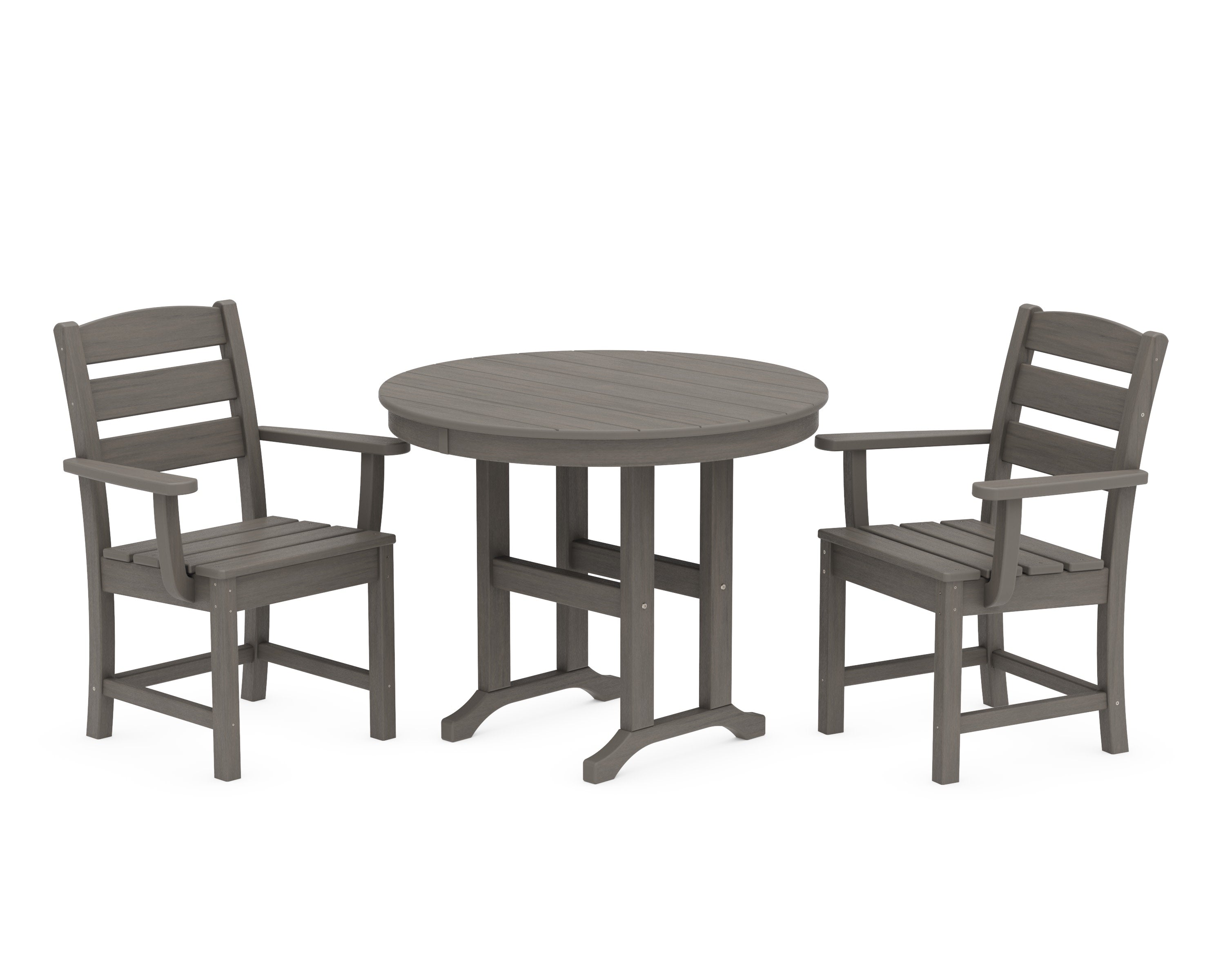 Lakeside 3-Piece Round Dining Set in Driftwood