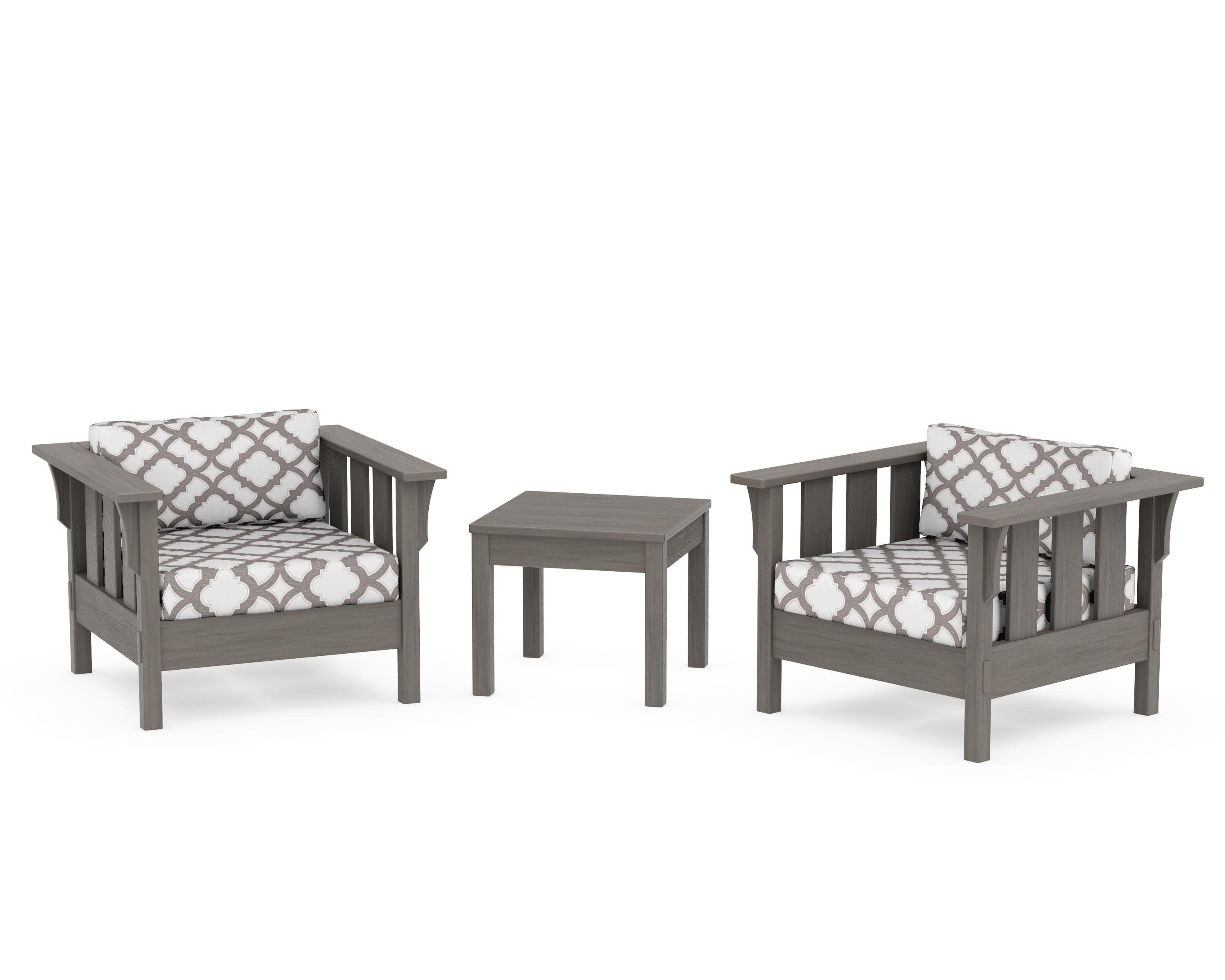 Acadia 3-Piece Deep Seating Set in Driftwood / Trellis Grey Mist