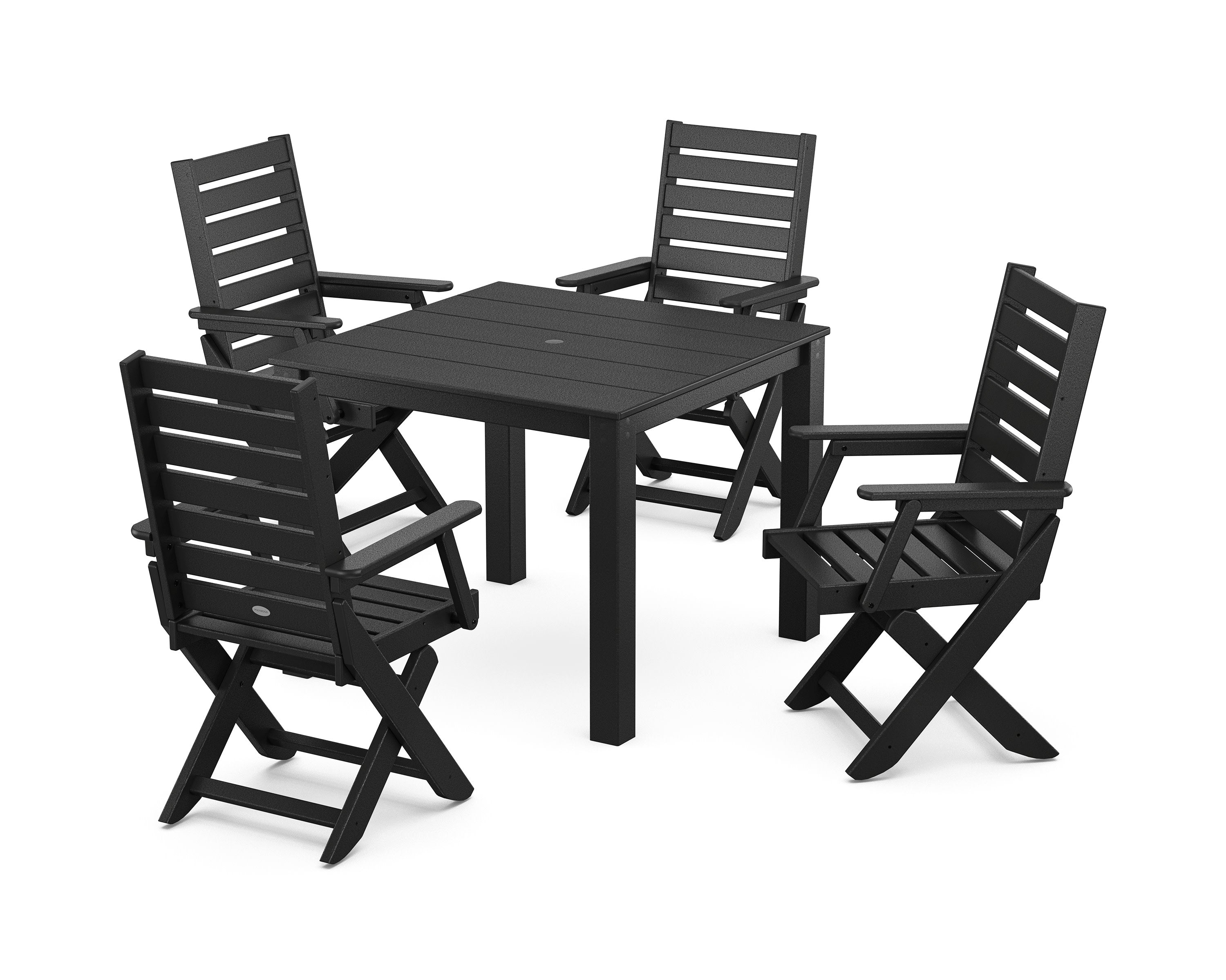 Captain Folding Chair 5-Piece Parsons Dining Set in Black