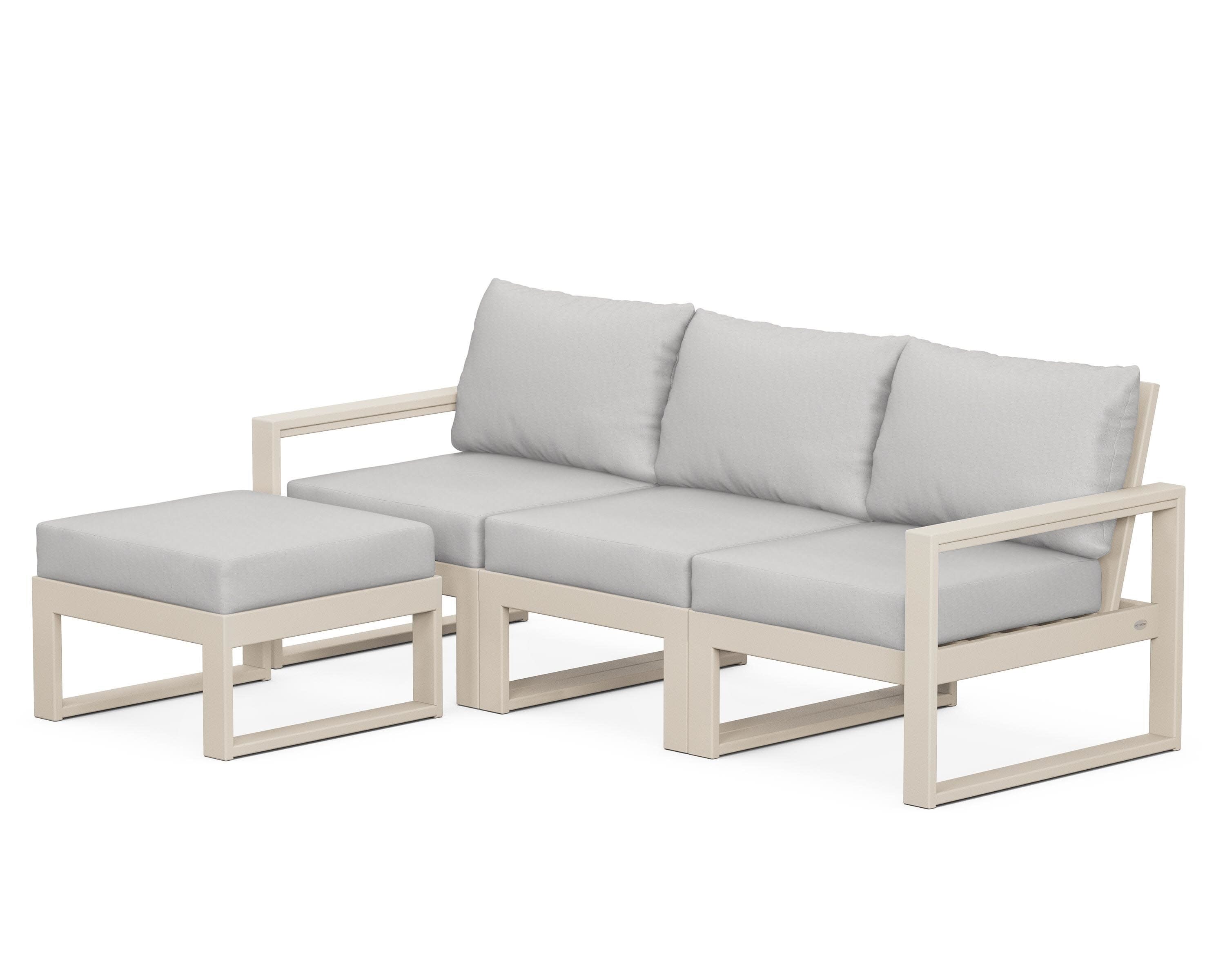 EDGE 4-Piece Modular Deep Seating Set with Ottoman in Sand / Diamond in the Rough