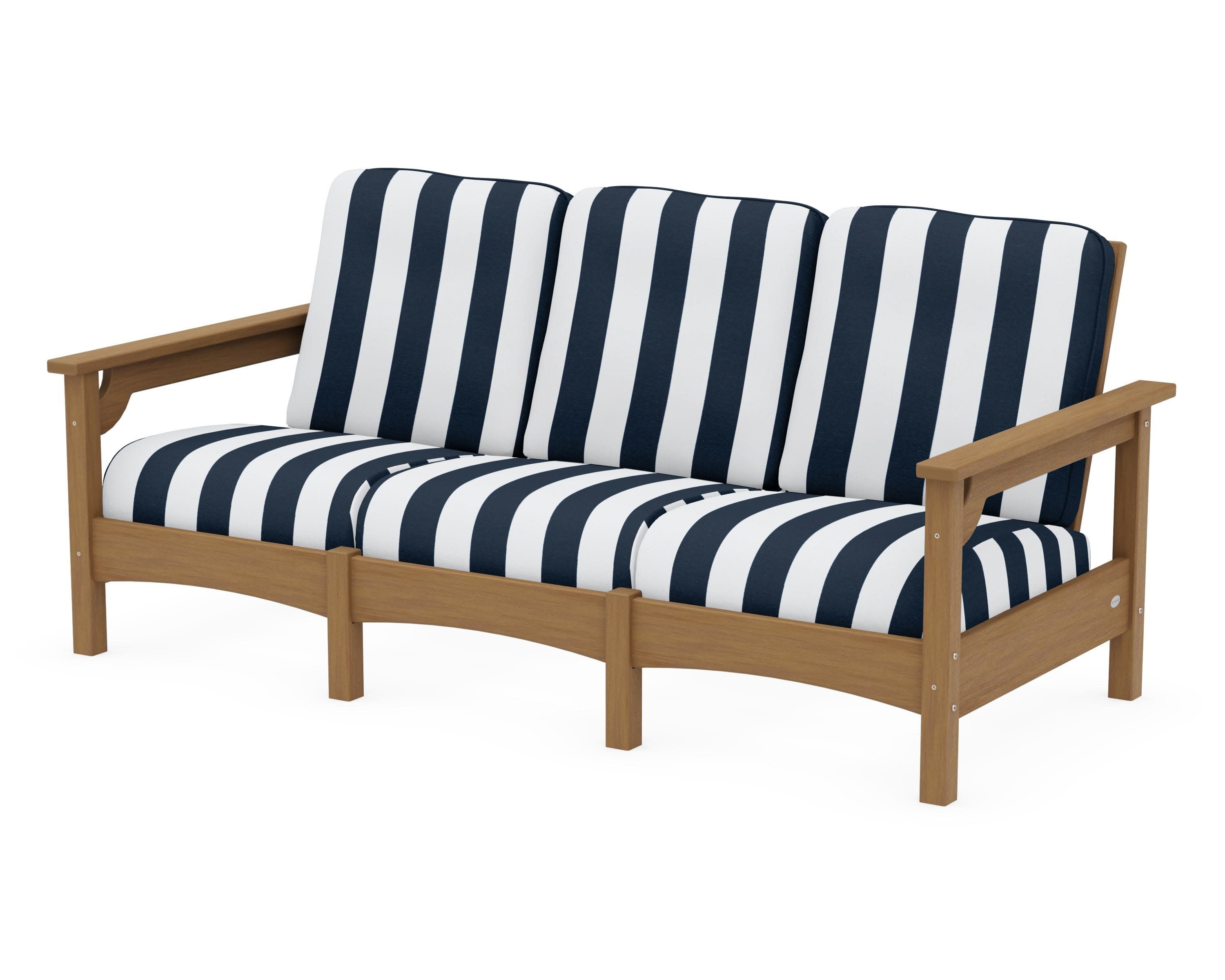 Club Sofa in Natural / Cabana Stripe Marine Indigo