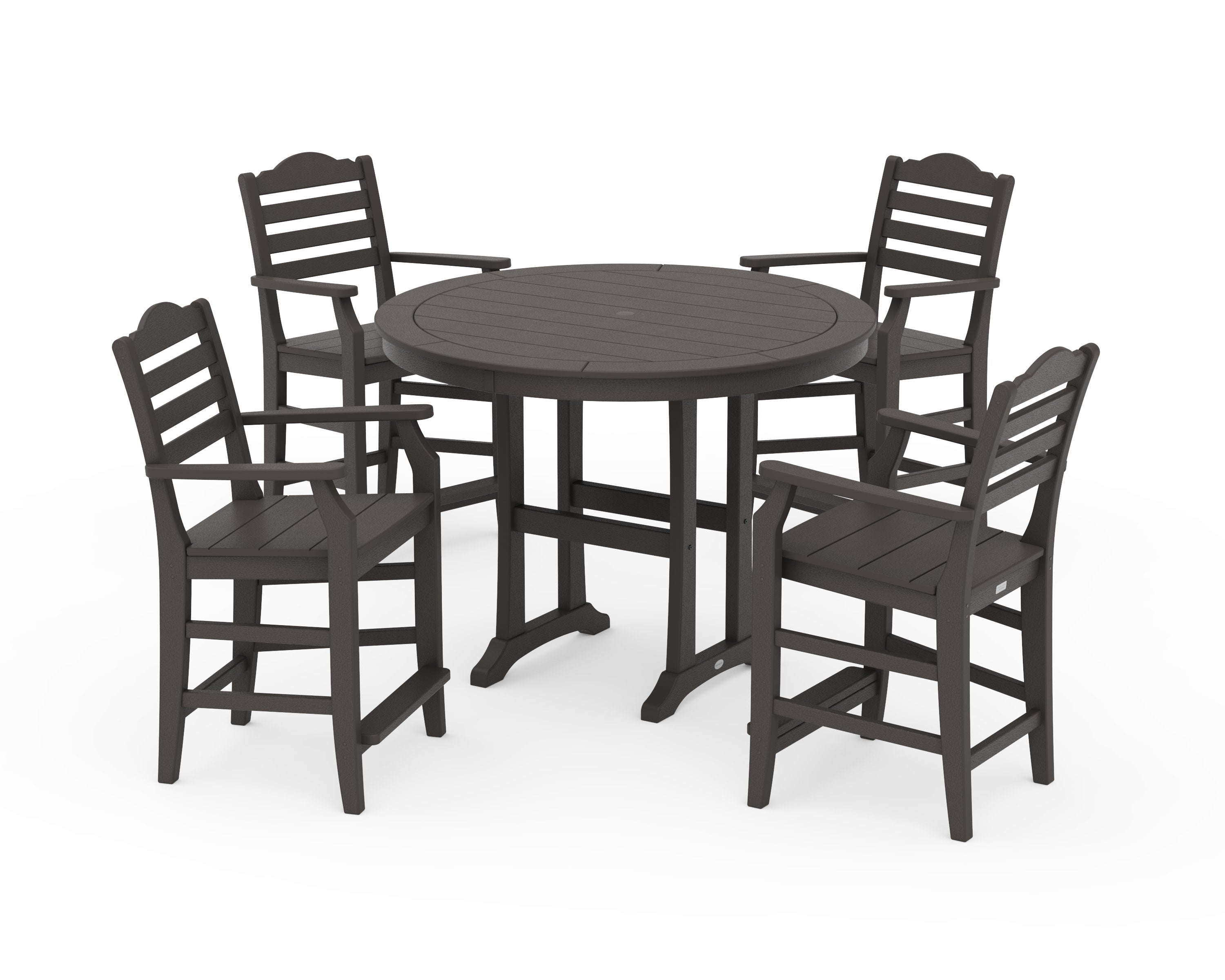Savannah 5-Piece Round Counter Set in Vintage Coffee