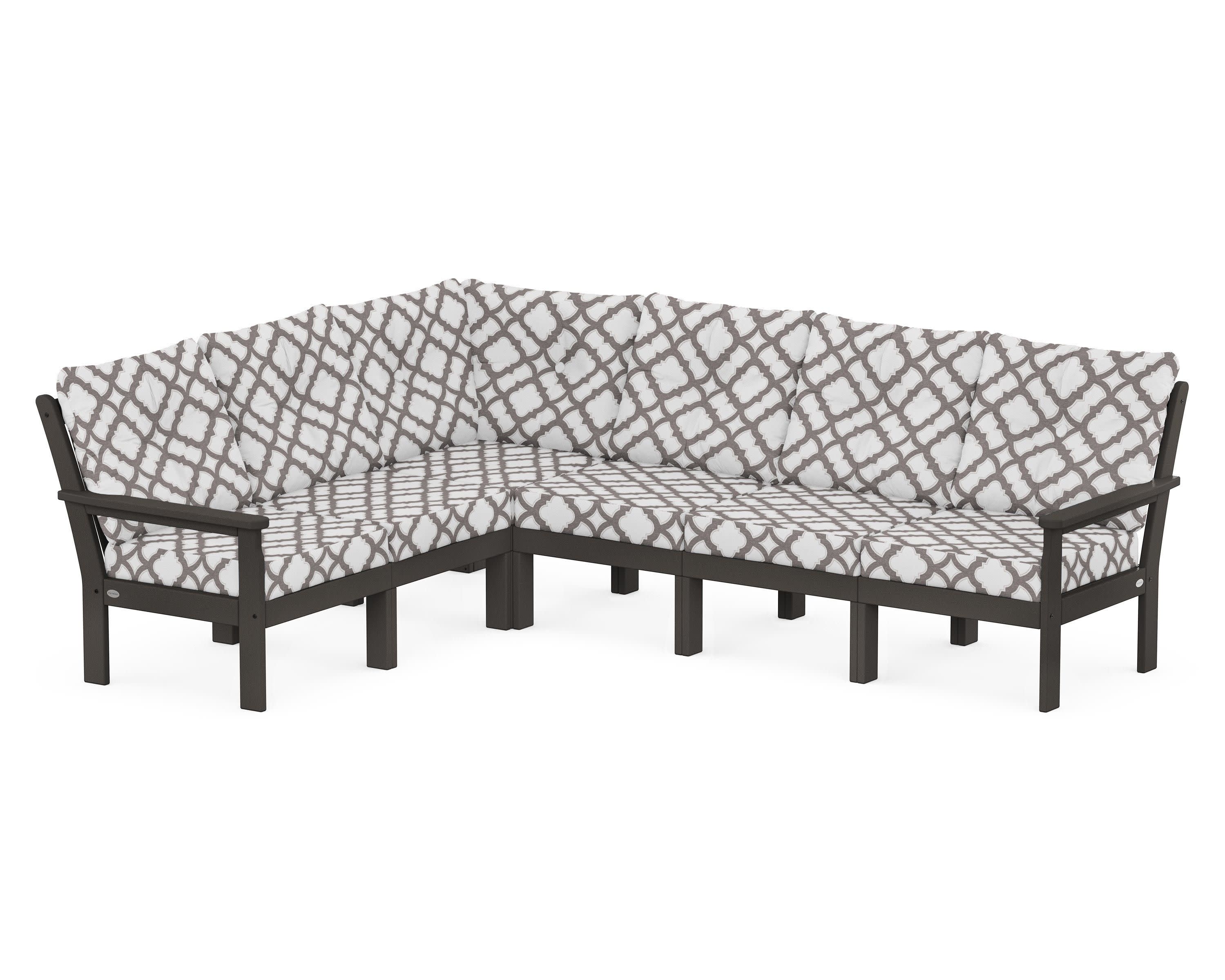 Vineyard 6-Piece Sectional in Vintage Coffee / Trellis Grey Mist