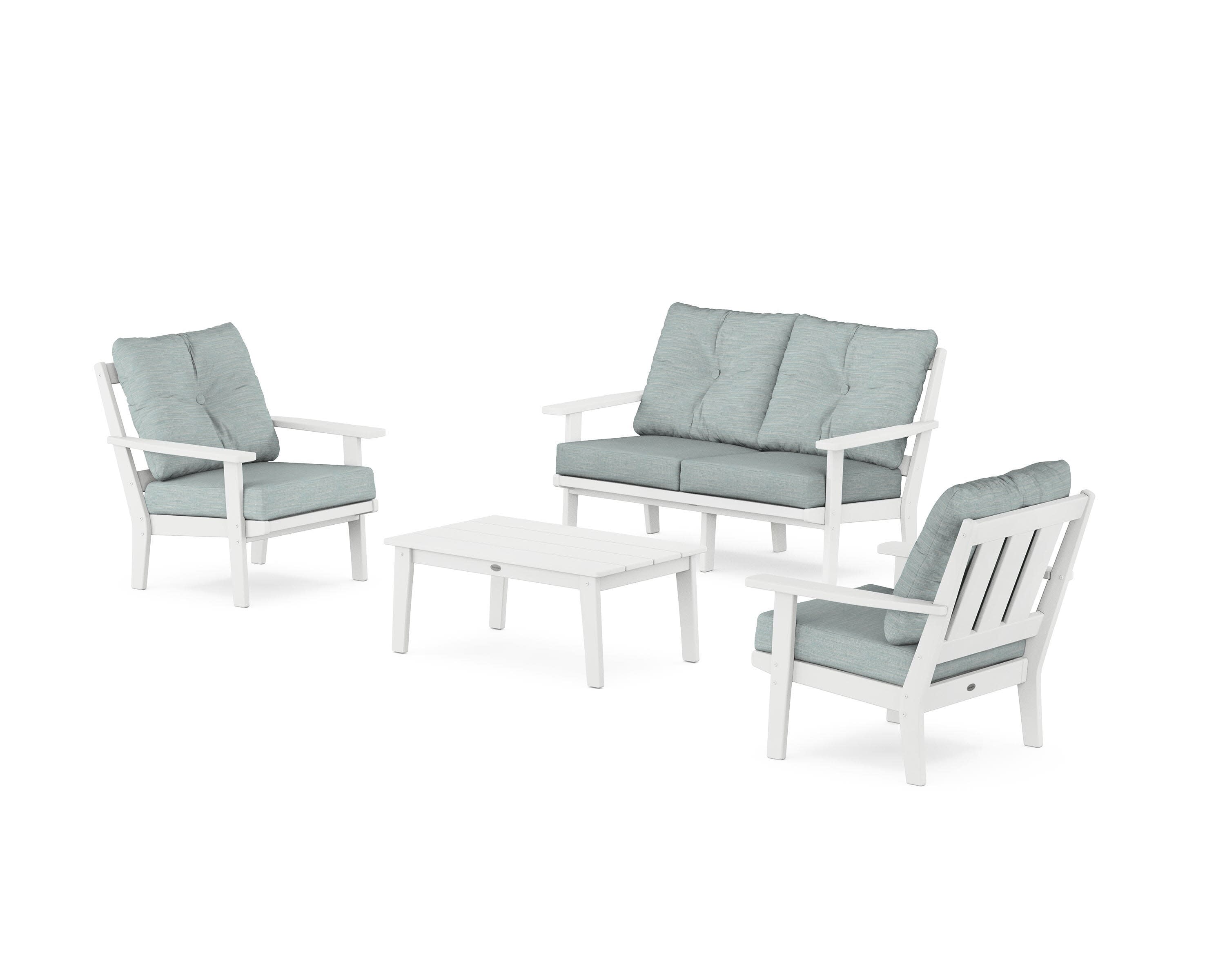 Oxford 4-Piece Deep Seating Set with Loveseat in White / Soothe Mist