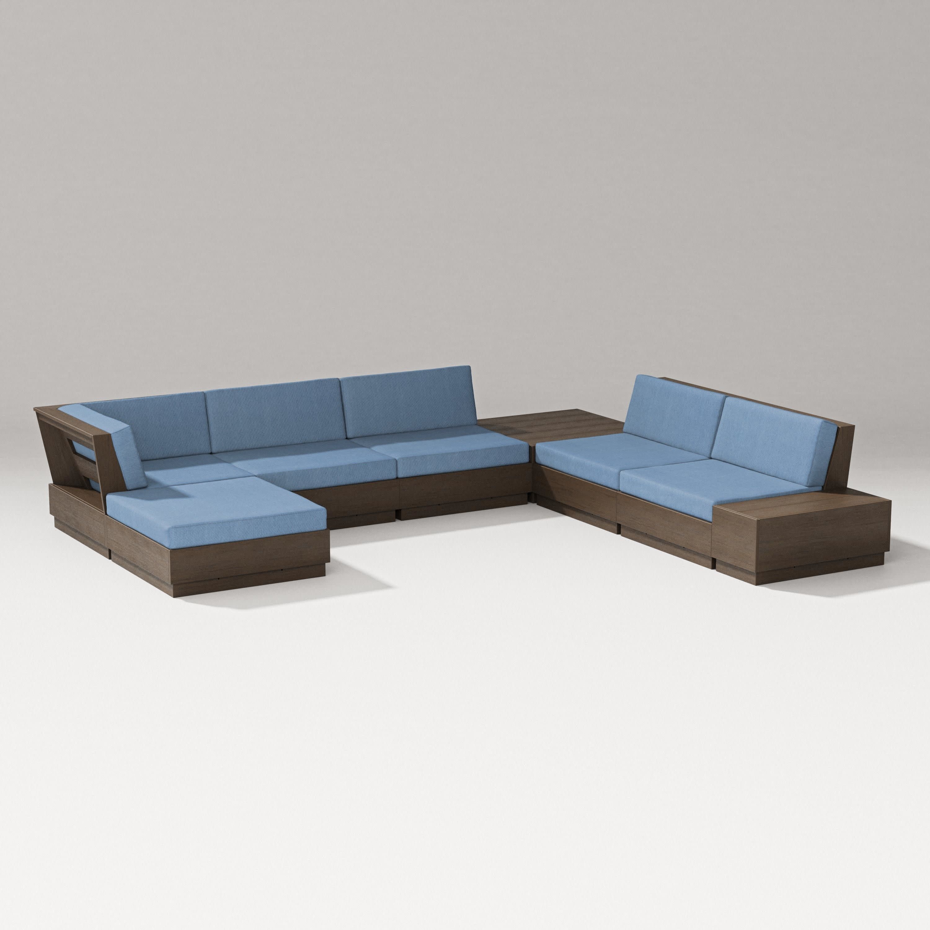 Elevate 8-Piece Corner Sectional in Kona / Sky Blue
