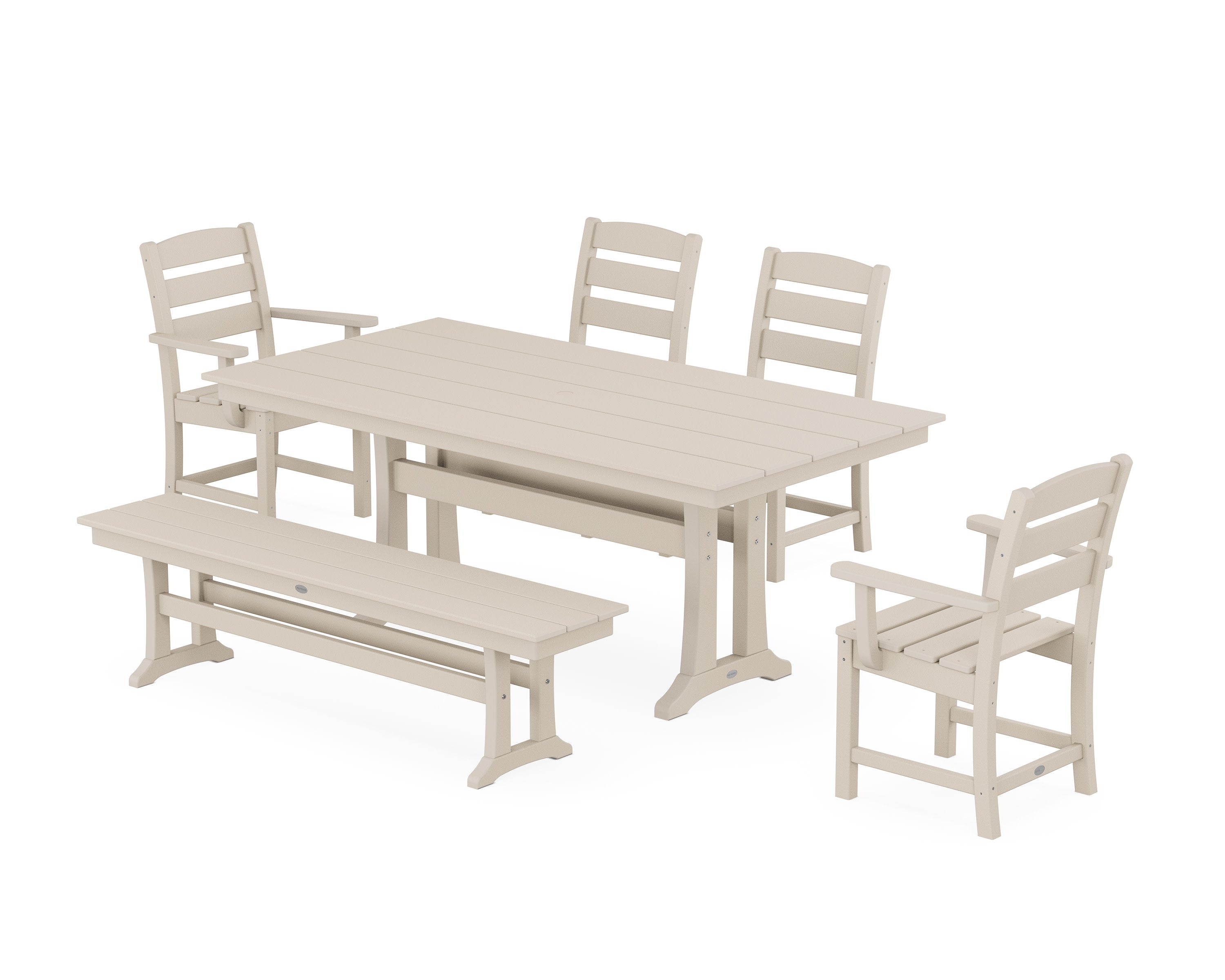 Lakeside 6-Piece Farmhouse Dining Set With Trestle Legs in Sand