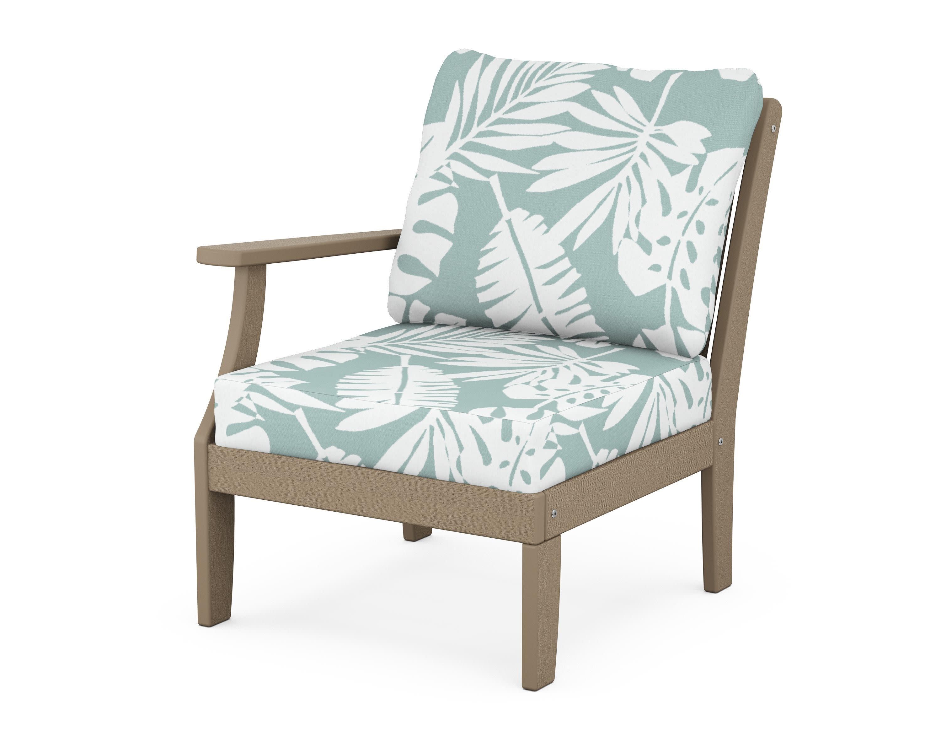 Braxton Modular Left Arm Chair in Vintage Sahara / Leaf Glacier Spa