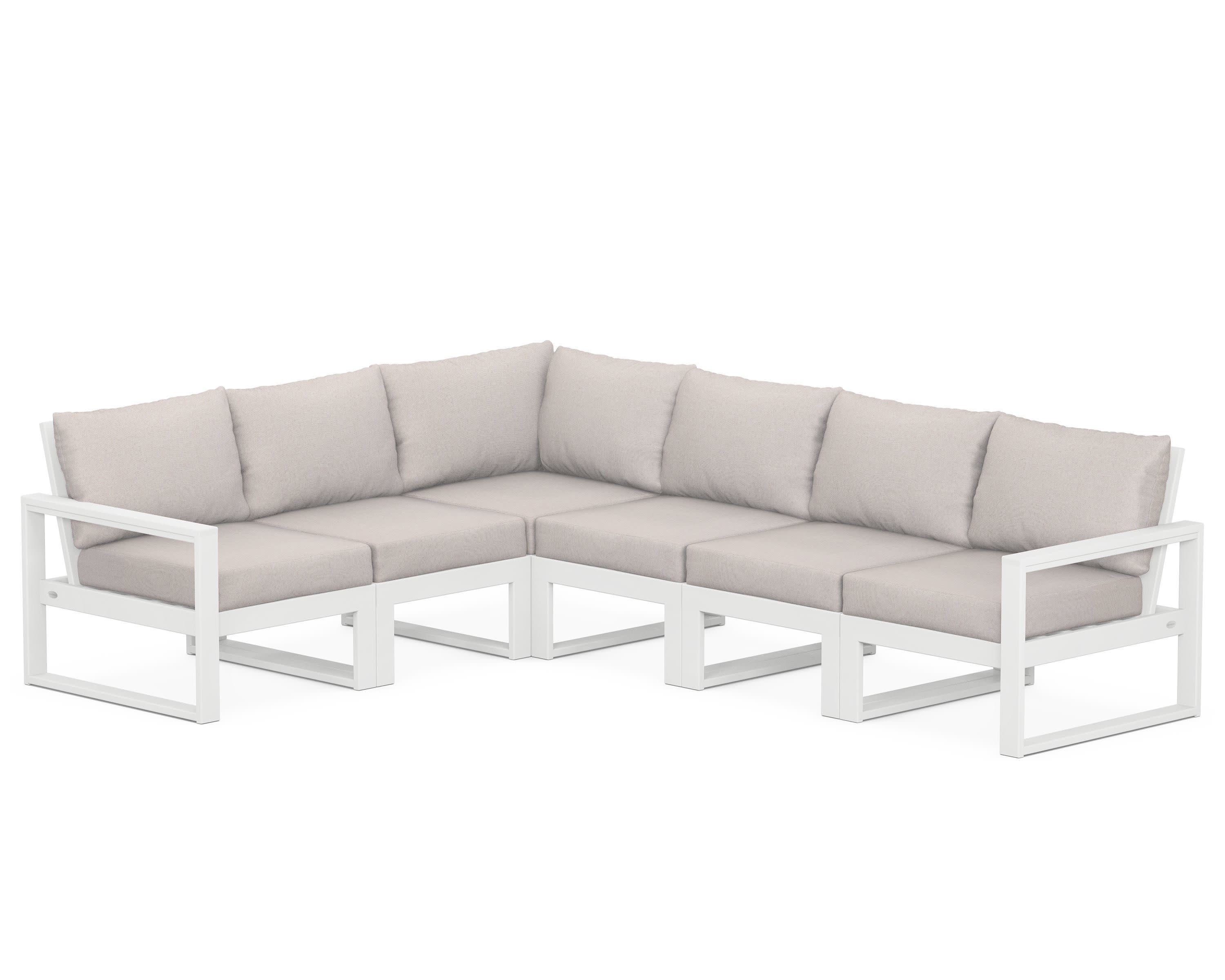 EDGE 6-Piece Modular Deep Seating Set in White / Dune Burlap
