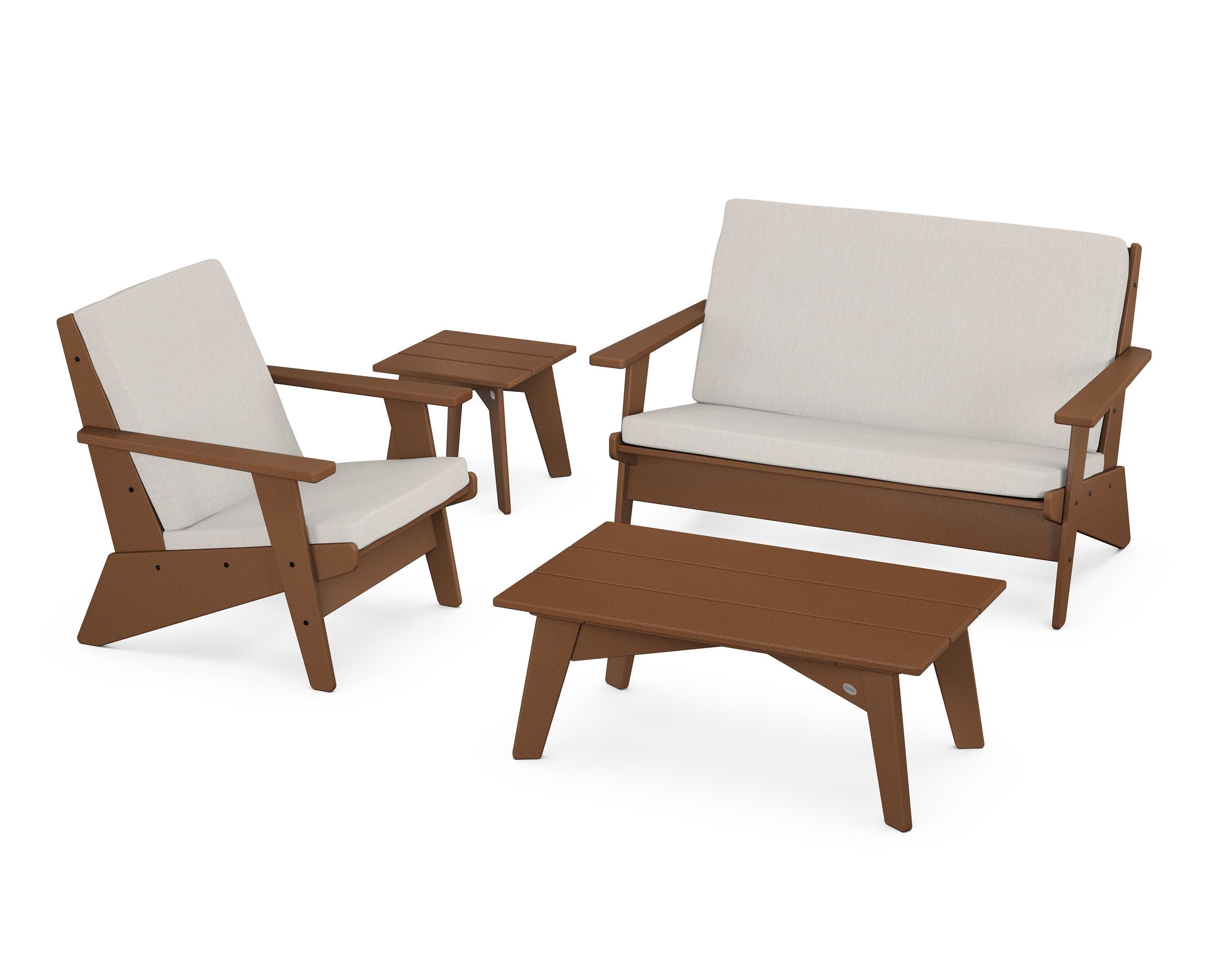 Riviera Modern Lounge 4-Piece Set in Teak / Cast Ash