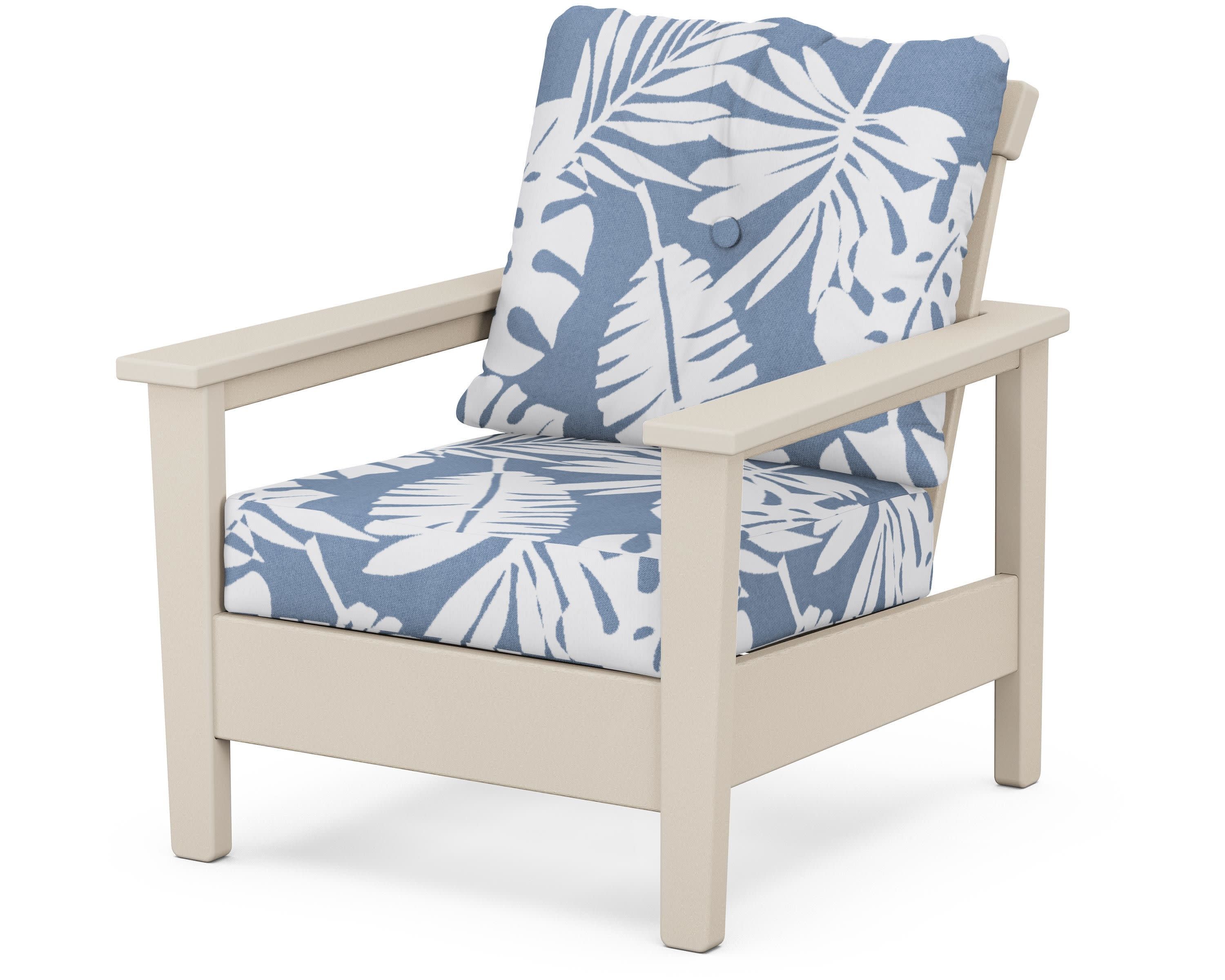 Prescott Deep Seating Chair in Sand / Leaf Sky Blue
