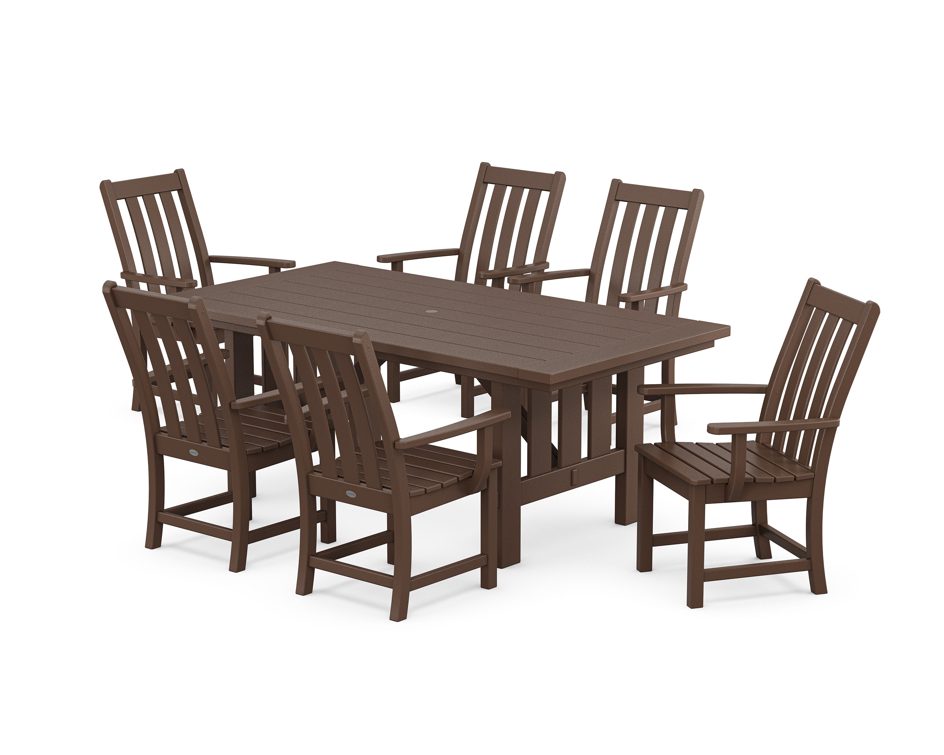 Vineyard Arm Chair 7-Piece Mission Dining Set in Mahogany