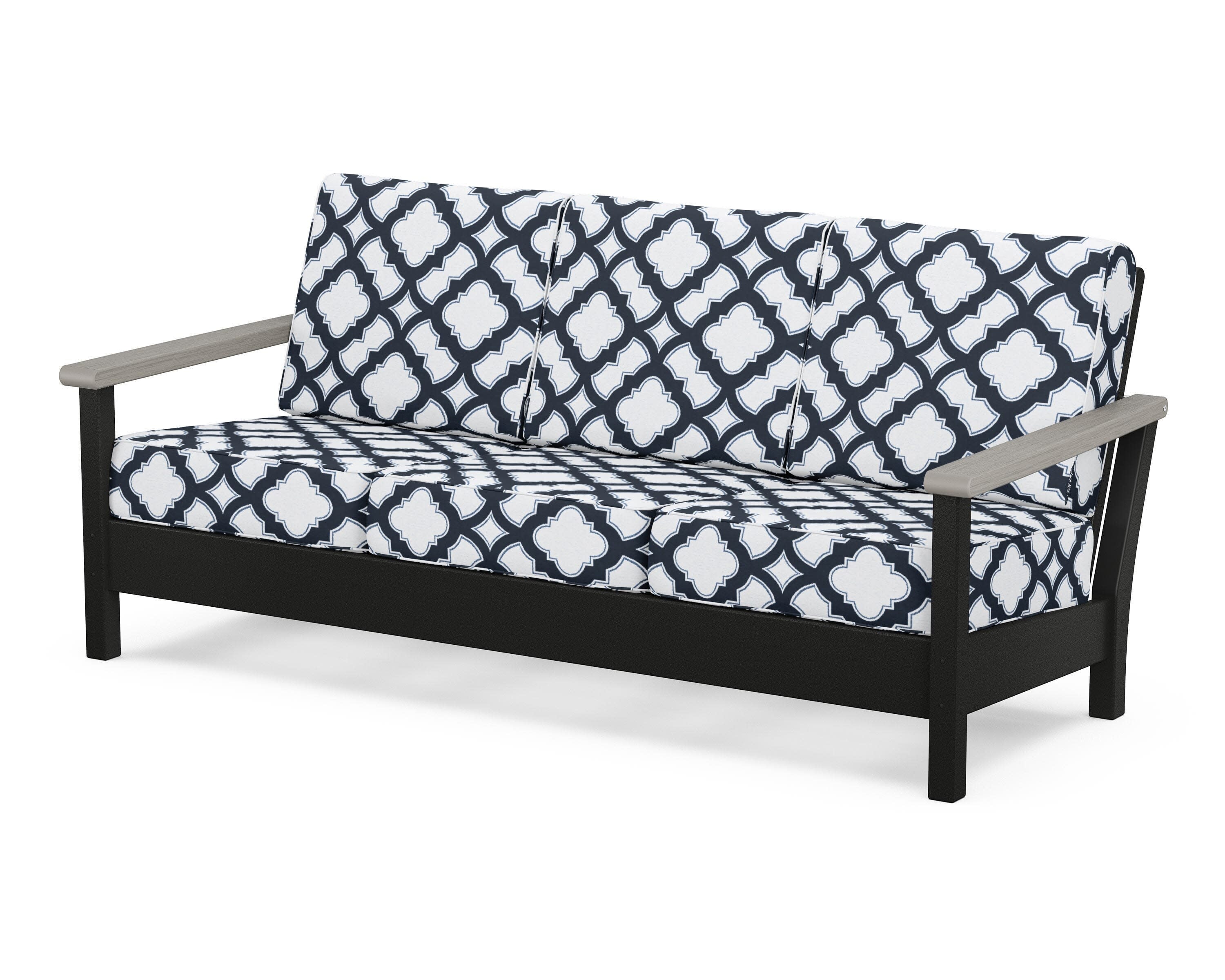 Harbour Deep Seating Sofa in Black / Driftwood / Trellis Marine Indigo