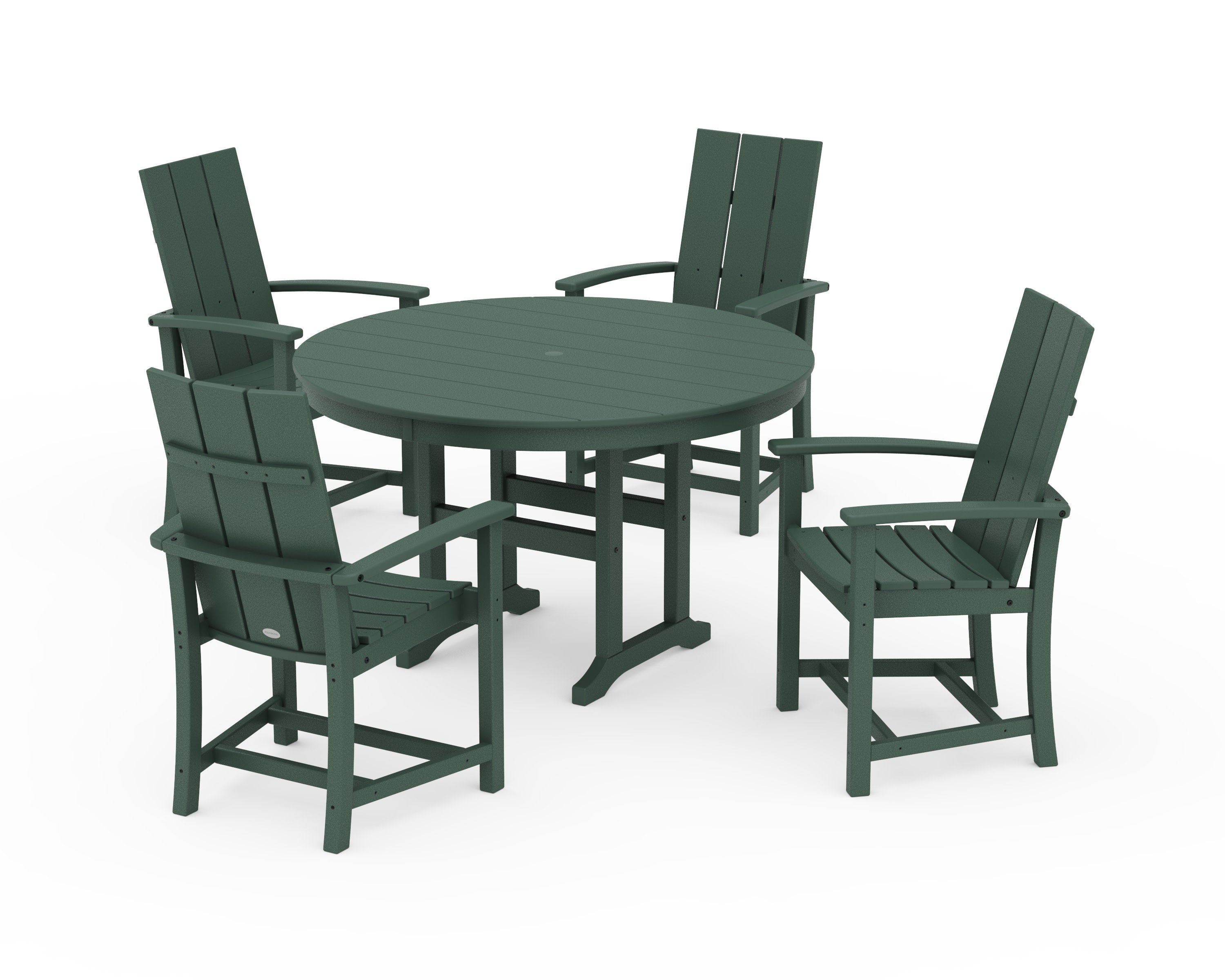 Modern Adirondack 5-Piece Round Farmhouse Dining Set in Green