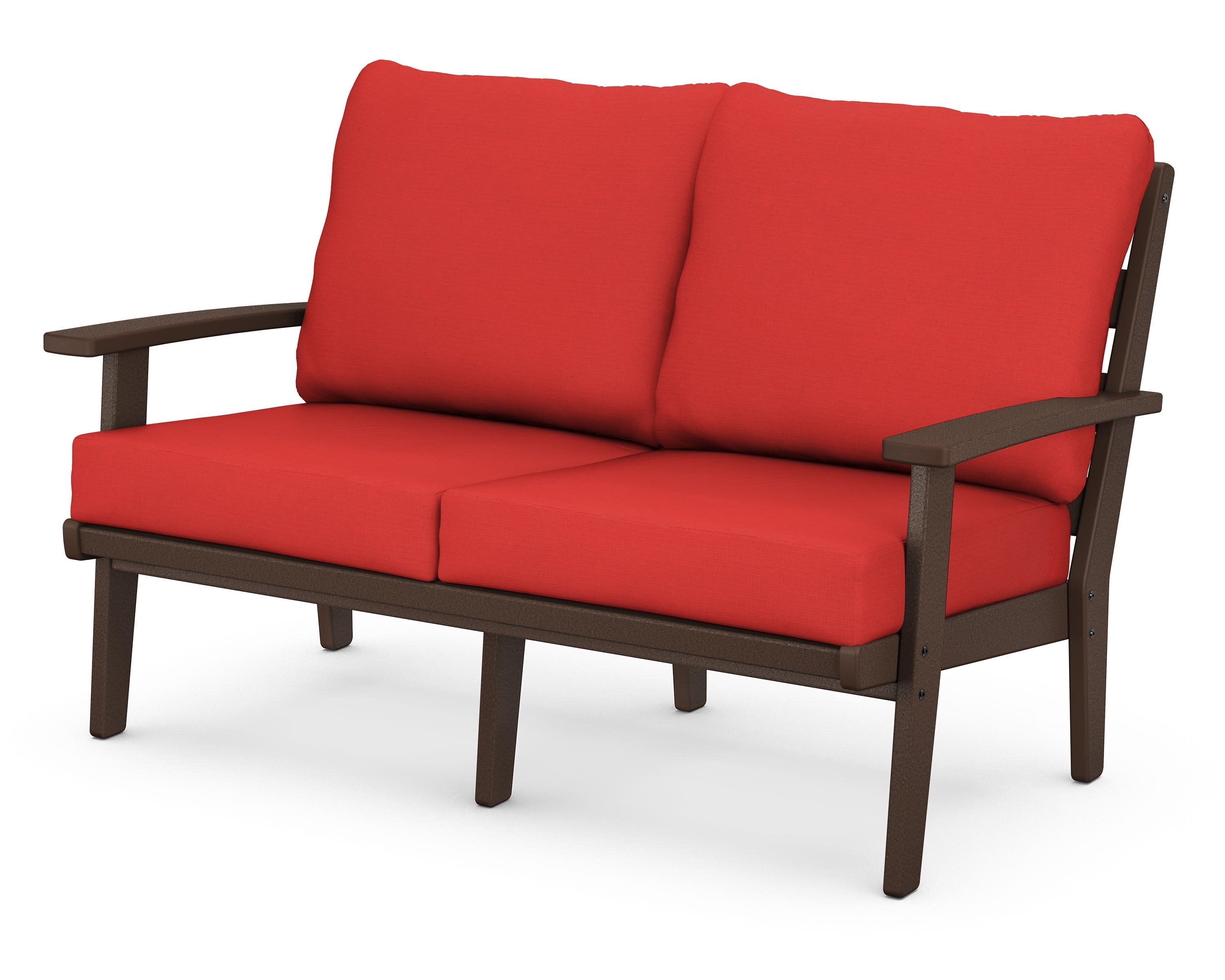 Grant Park Deep Seating Loveseat in Mahogany / Crimson Linen