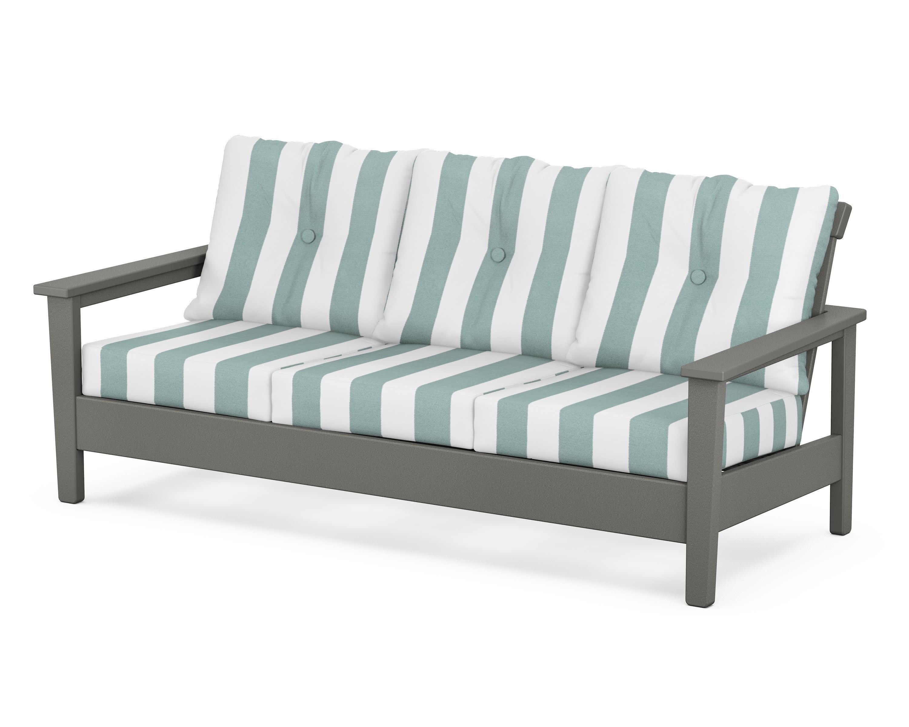 Prescott Deep Seating Sofa in Slate Grey / Cabana Stripe Glacier Spa