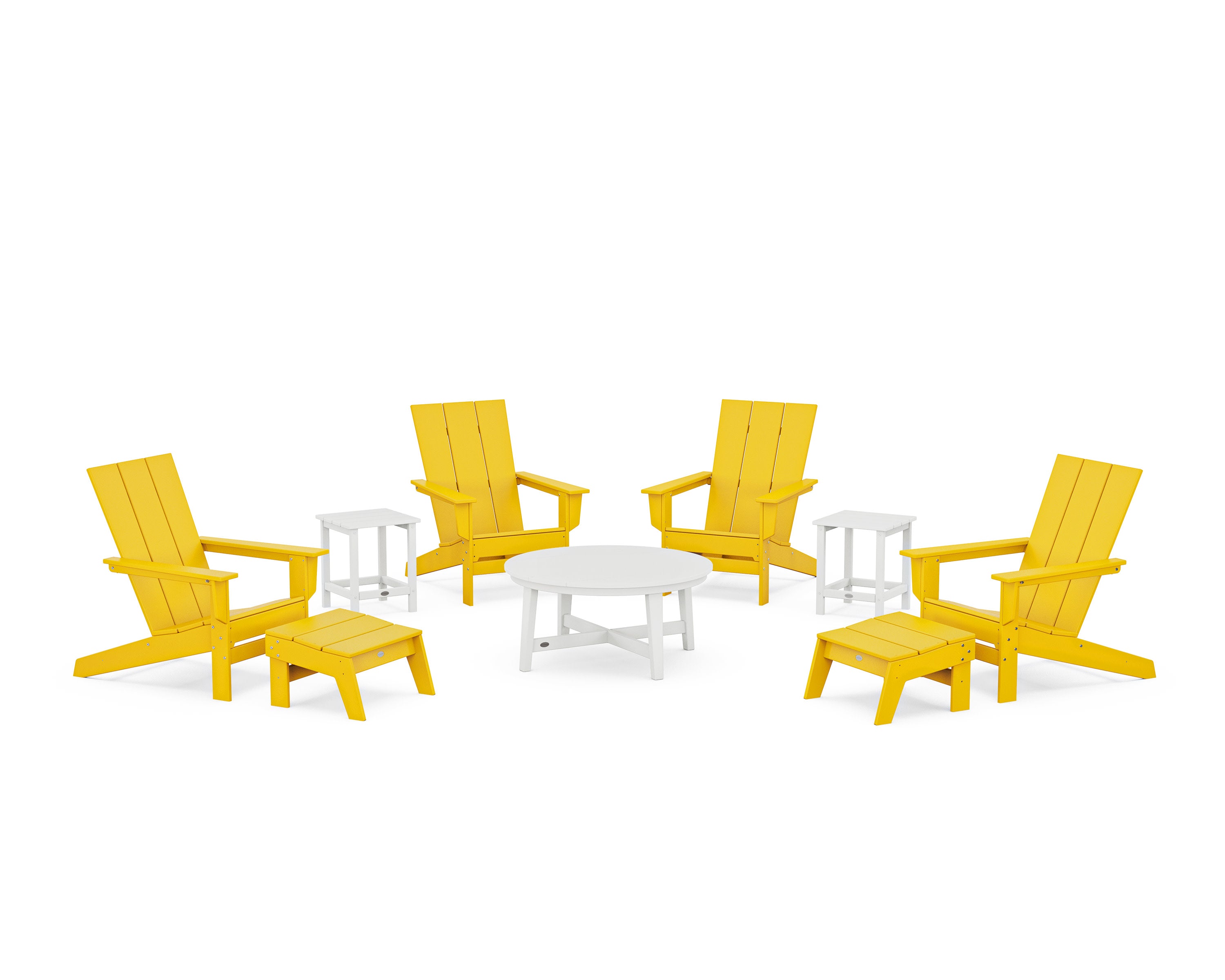 Modern Studio Adirondack 9-Piece Conversation Set in Lemon / White