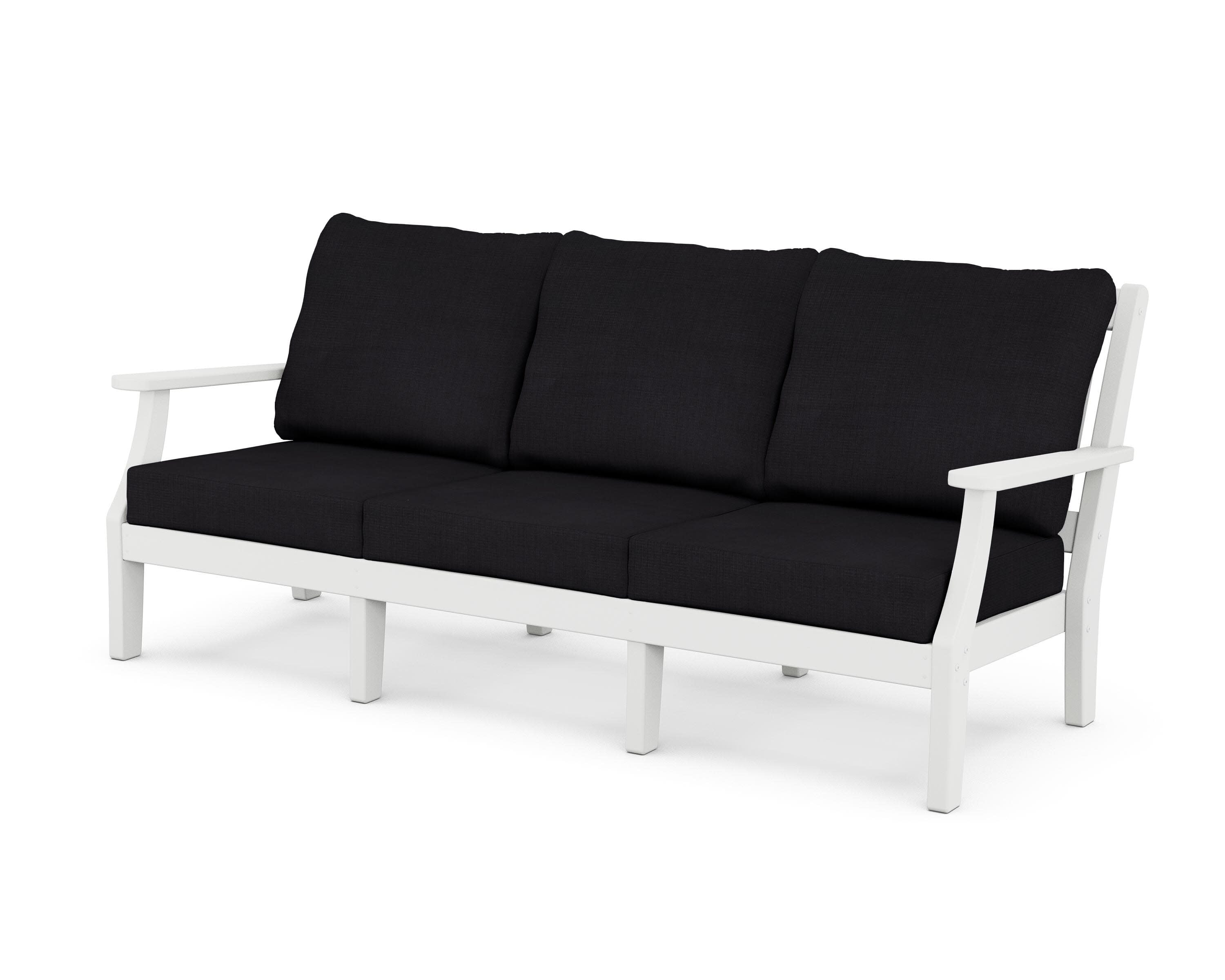 Chinoiserie Deep Seating Sofa in White / Midnight Linen