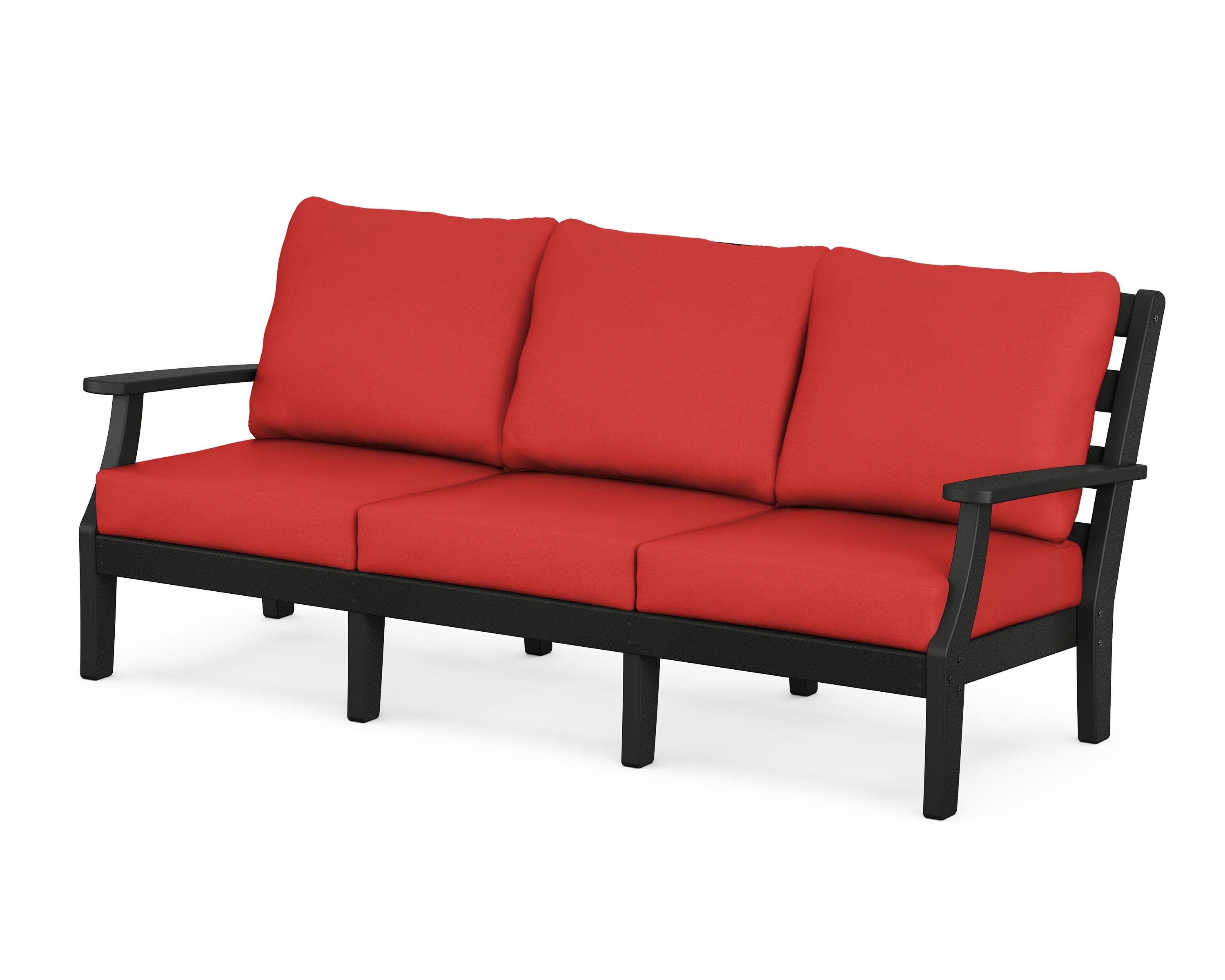 Chesapeake Deep Seating Sofa in Black / Crimson Linen