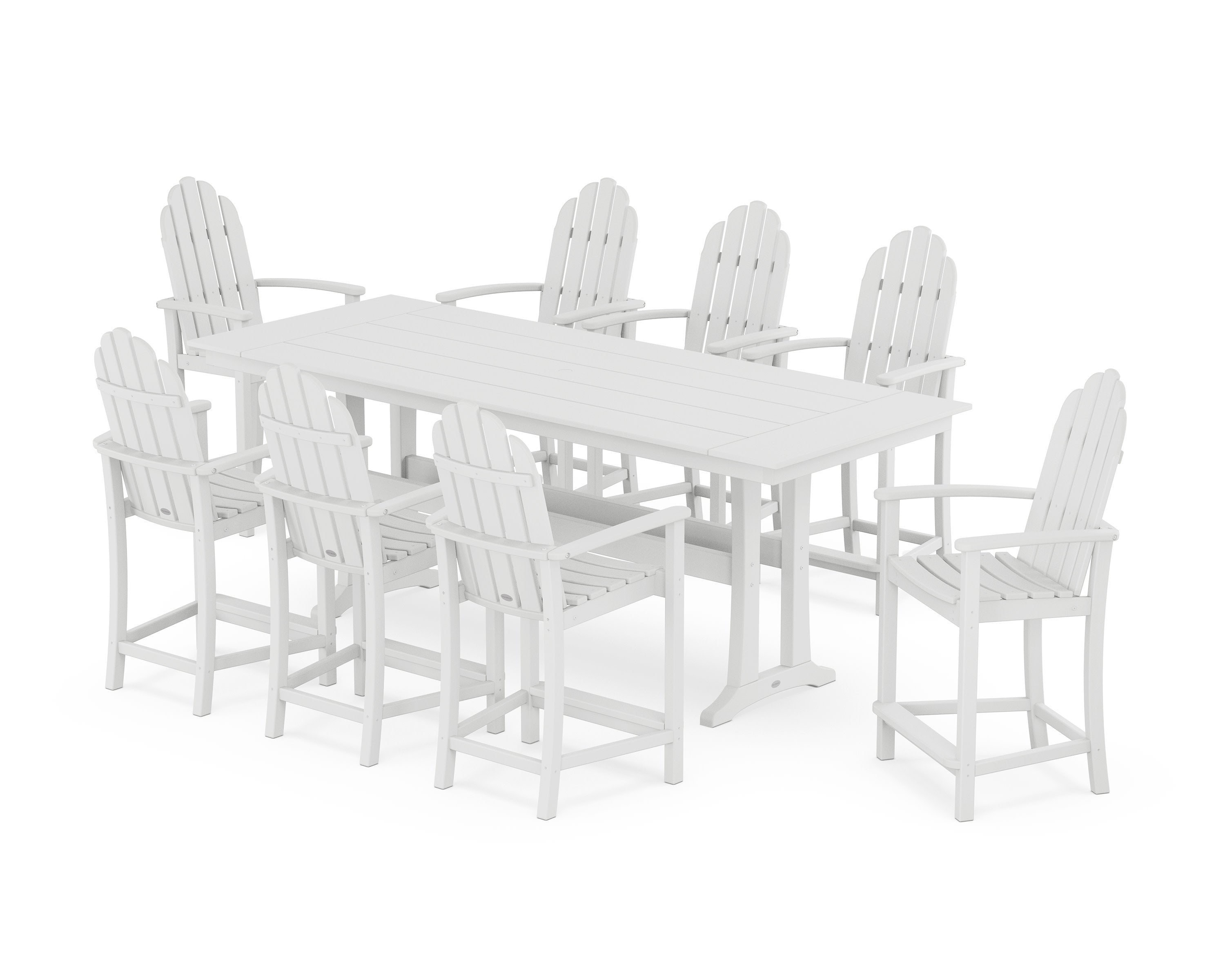 Classic Adirondack 9-Piece Farmhouse Counter Set with Trestle Legs in White