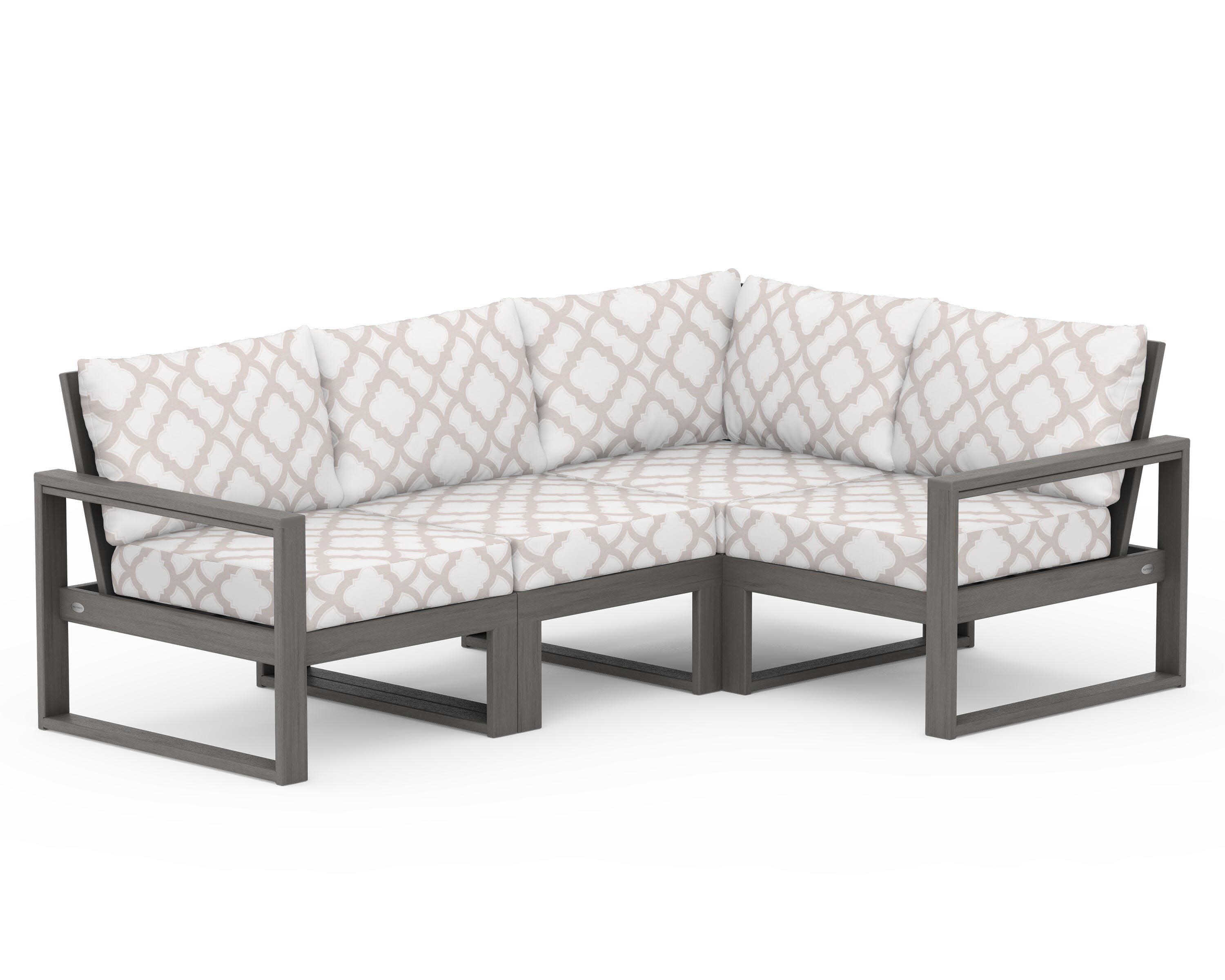 EDGE 4-Piece Modular Deep Seating Set in Driftwood / Trellis Dune Burlap