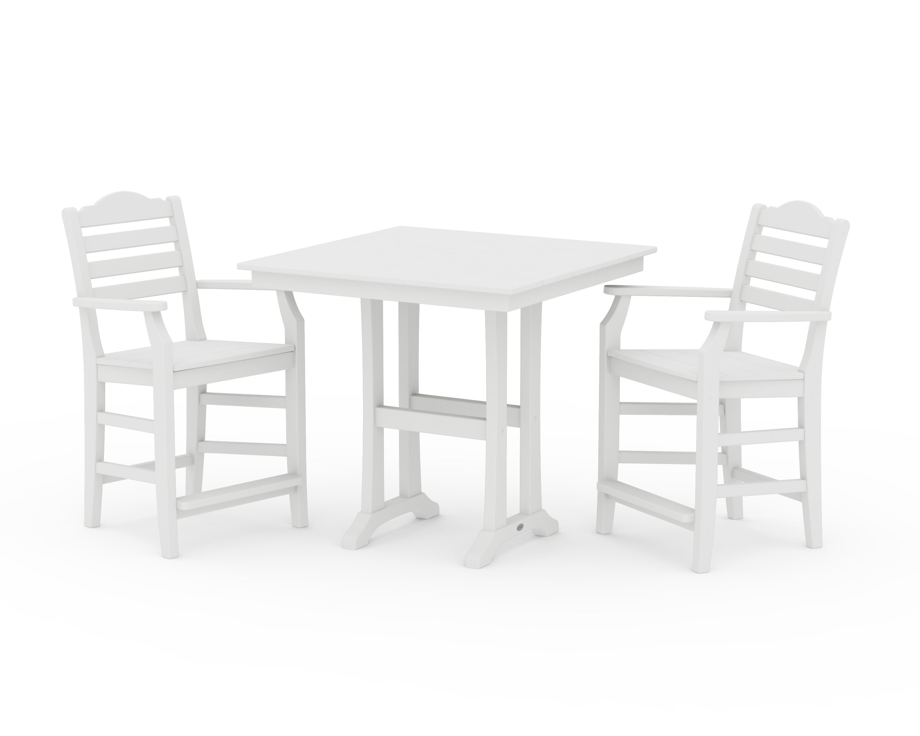 Savannah 3-Piece Farmhouse Counter Set with Trestle Legs in White