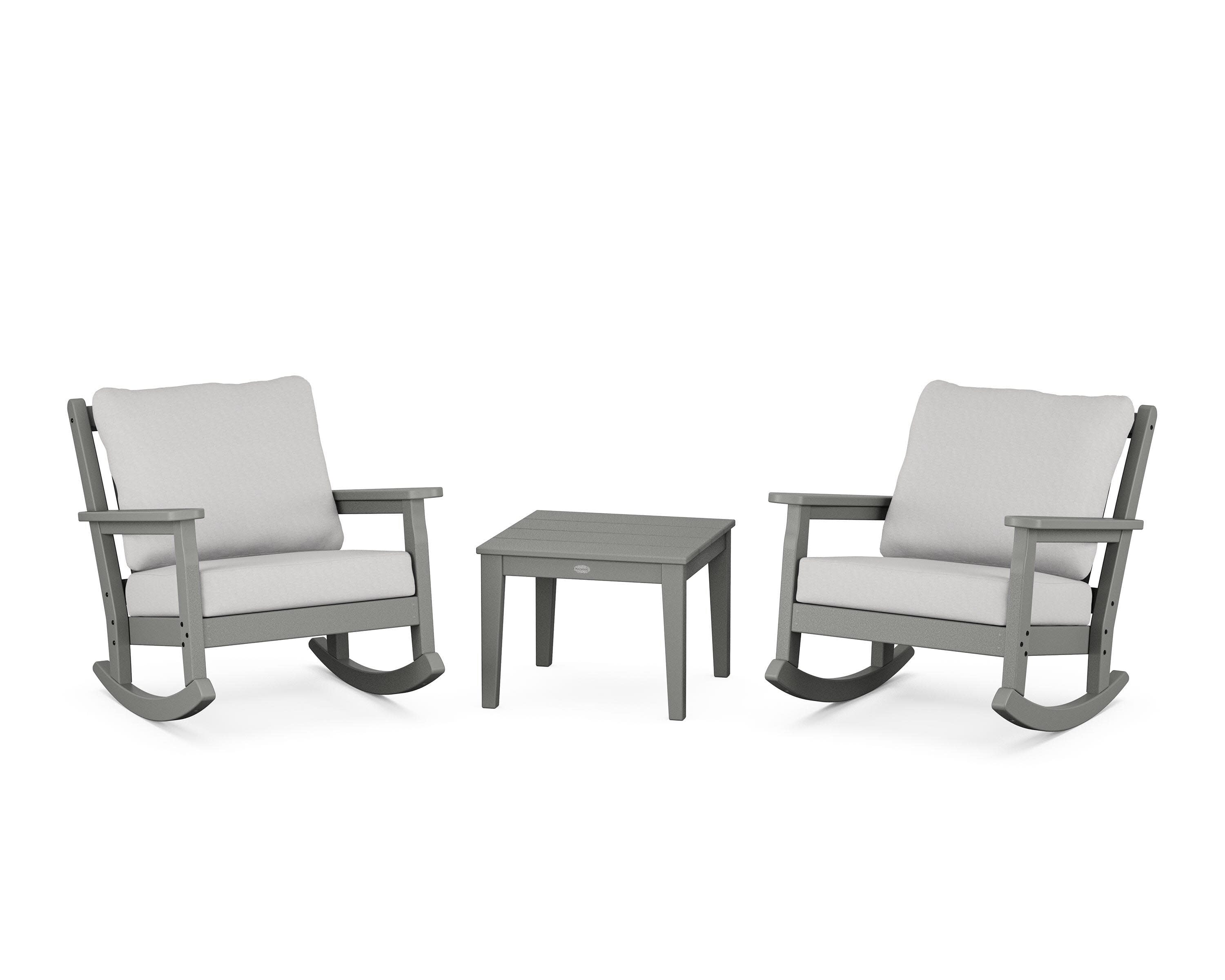 Chippendale 3-Piece Deep Seating Rocker Set in Slate Grey / Diamond in the Rough