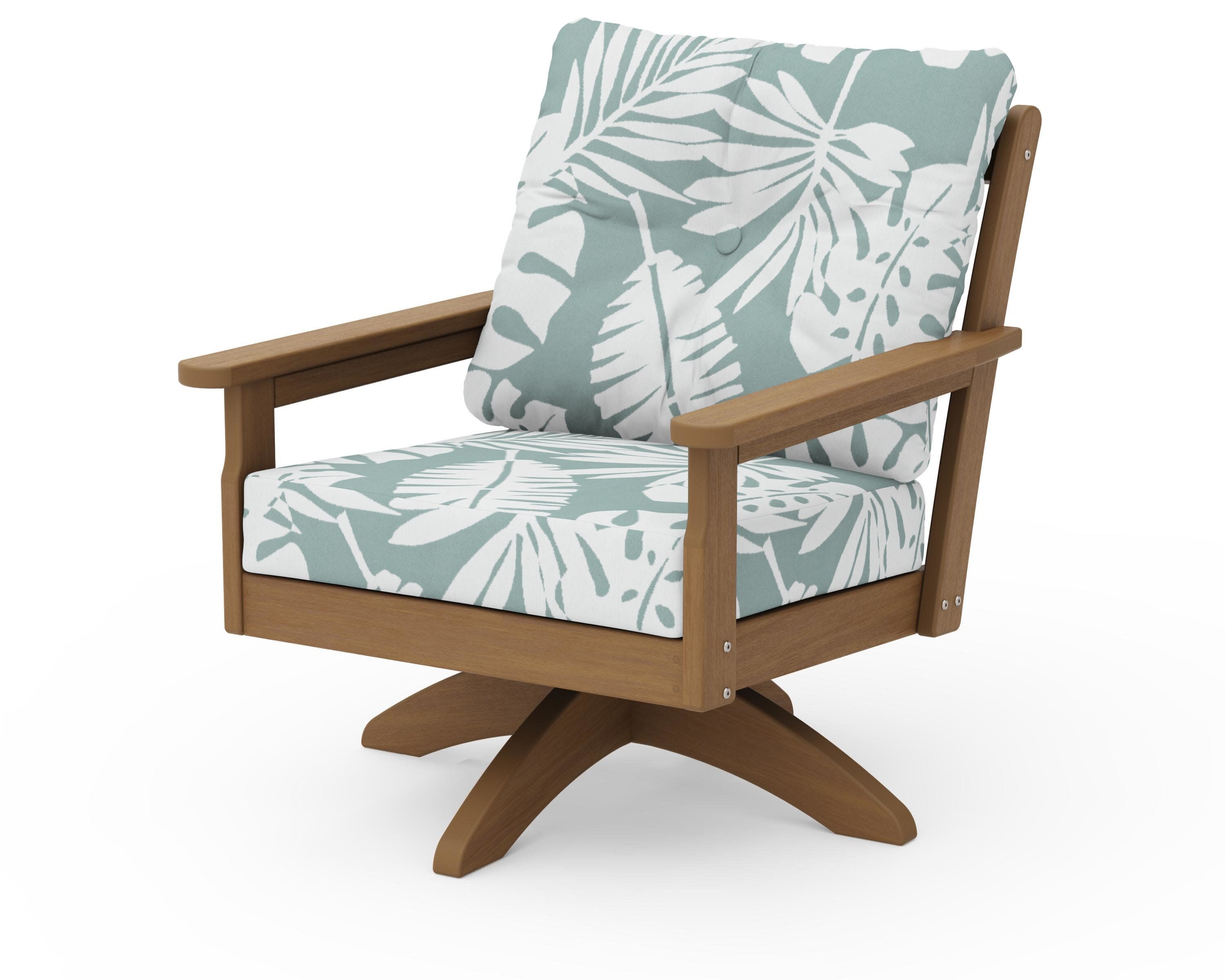 Vineyard Deep Seating Swivel Chair in Natural / Leaf Glacier Spa