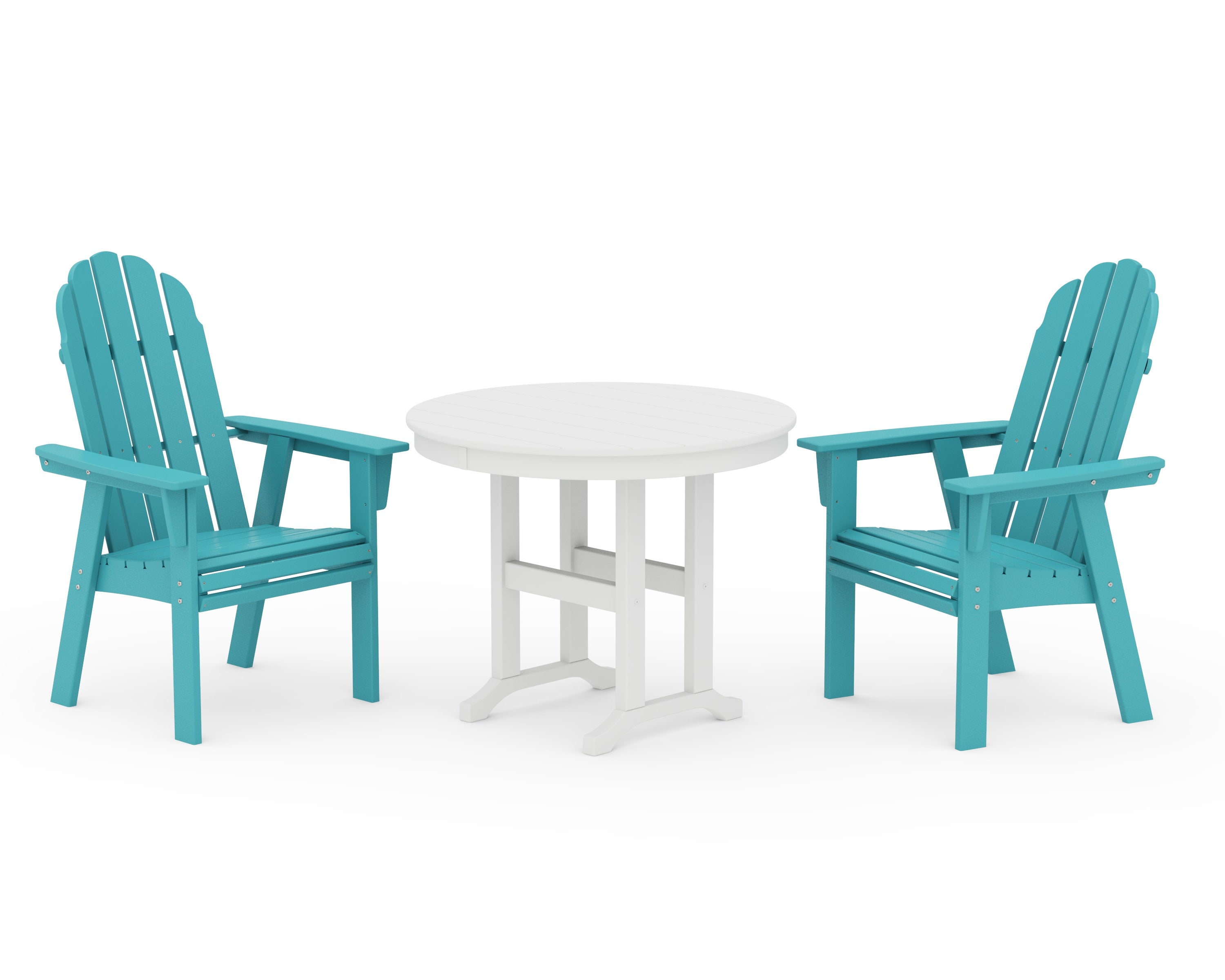 Vineyard Adirondack 3-Piece Round Dining Set in Aruba / White