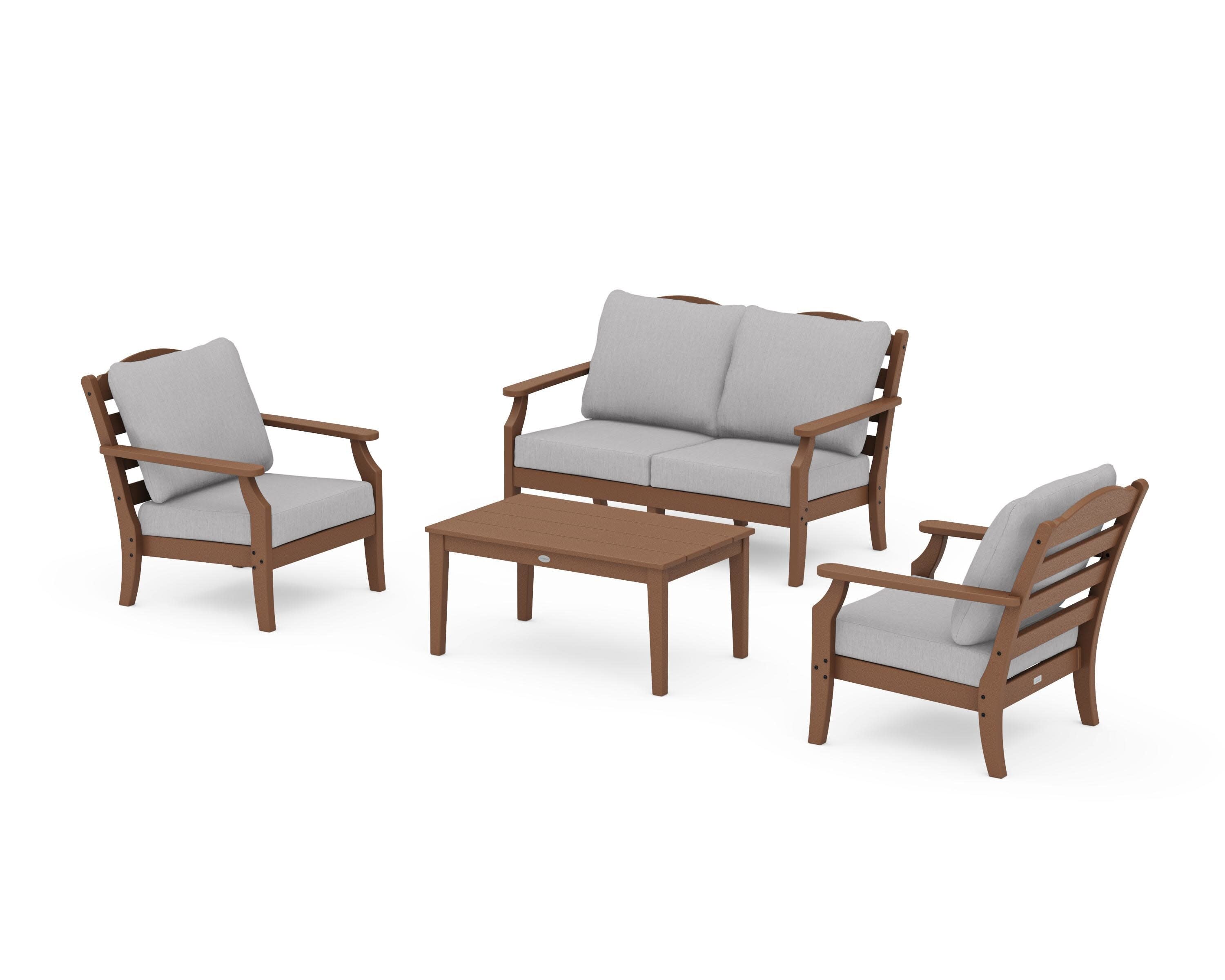 Savannah 4-Piece Deep Seating Set with Loveseat in Teak / Granite