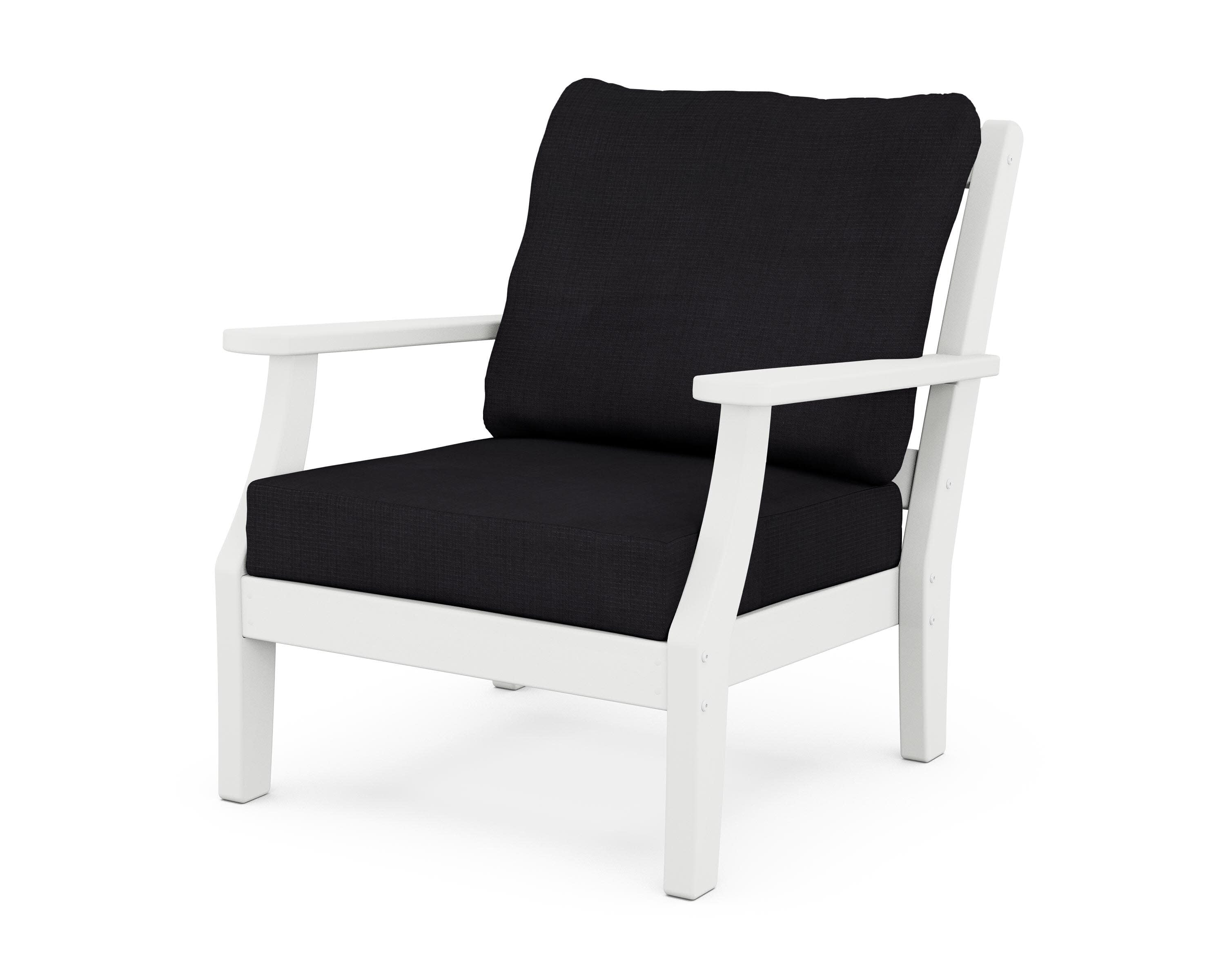 Chinoiserie Deep Seating Chair in White / Midnight Linen
