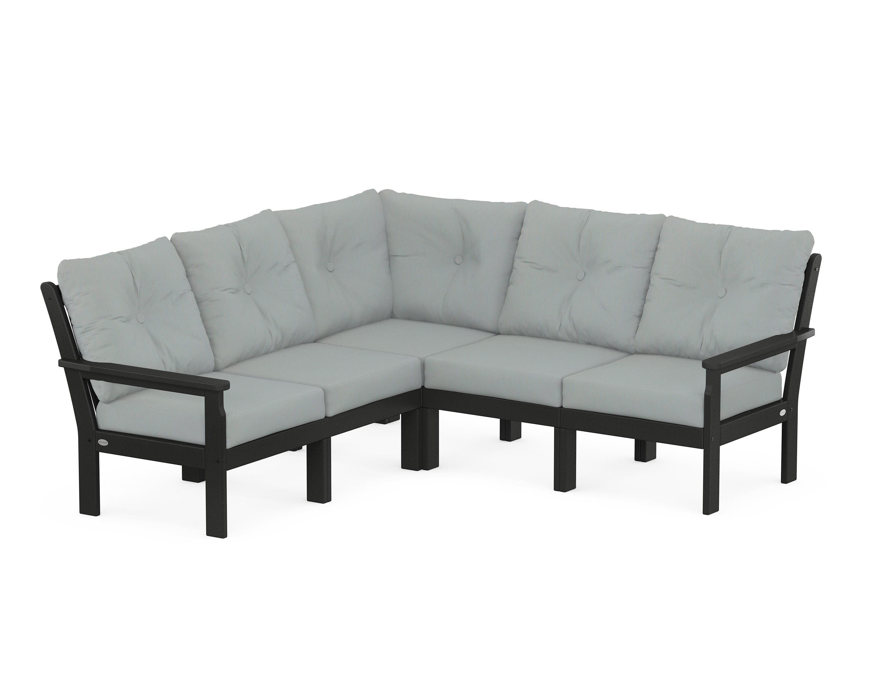 Vineyard 5-Piece Sectional in Black / Spa
