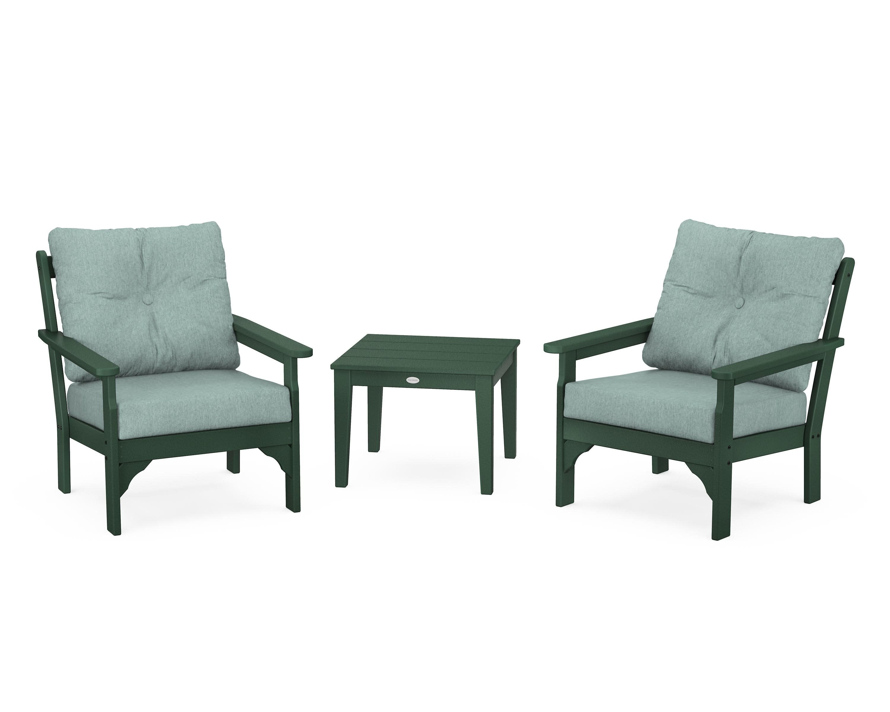 Vineyard 3-Piece Deep Seating Set in Green / Glacier Spa