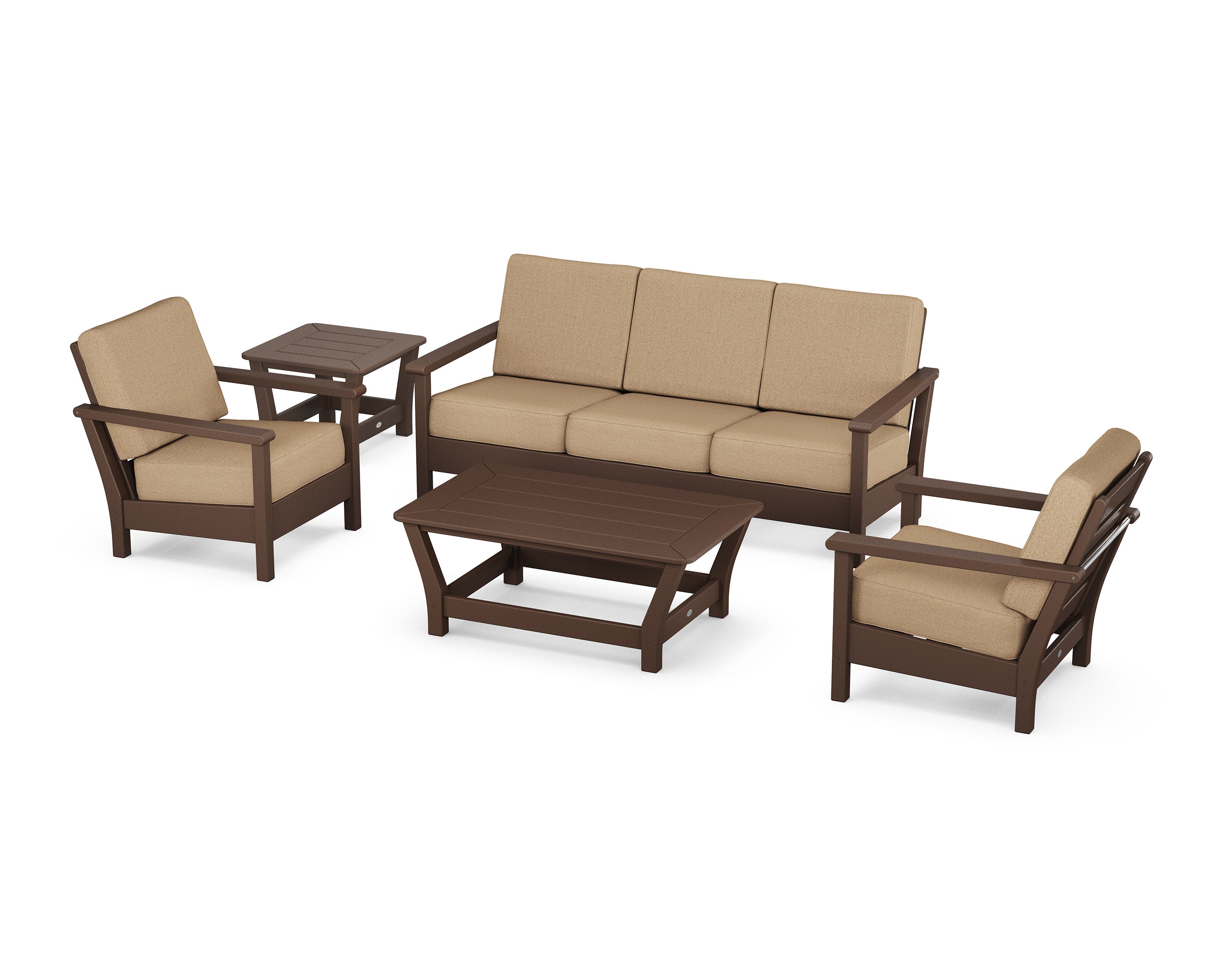 Harbour 5-Piece Deep Seating Set in Mahogany / Sesame