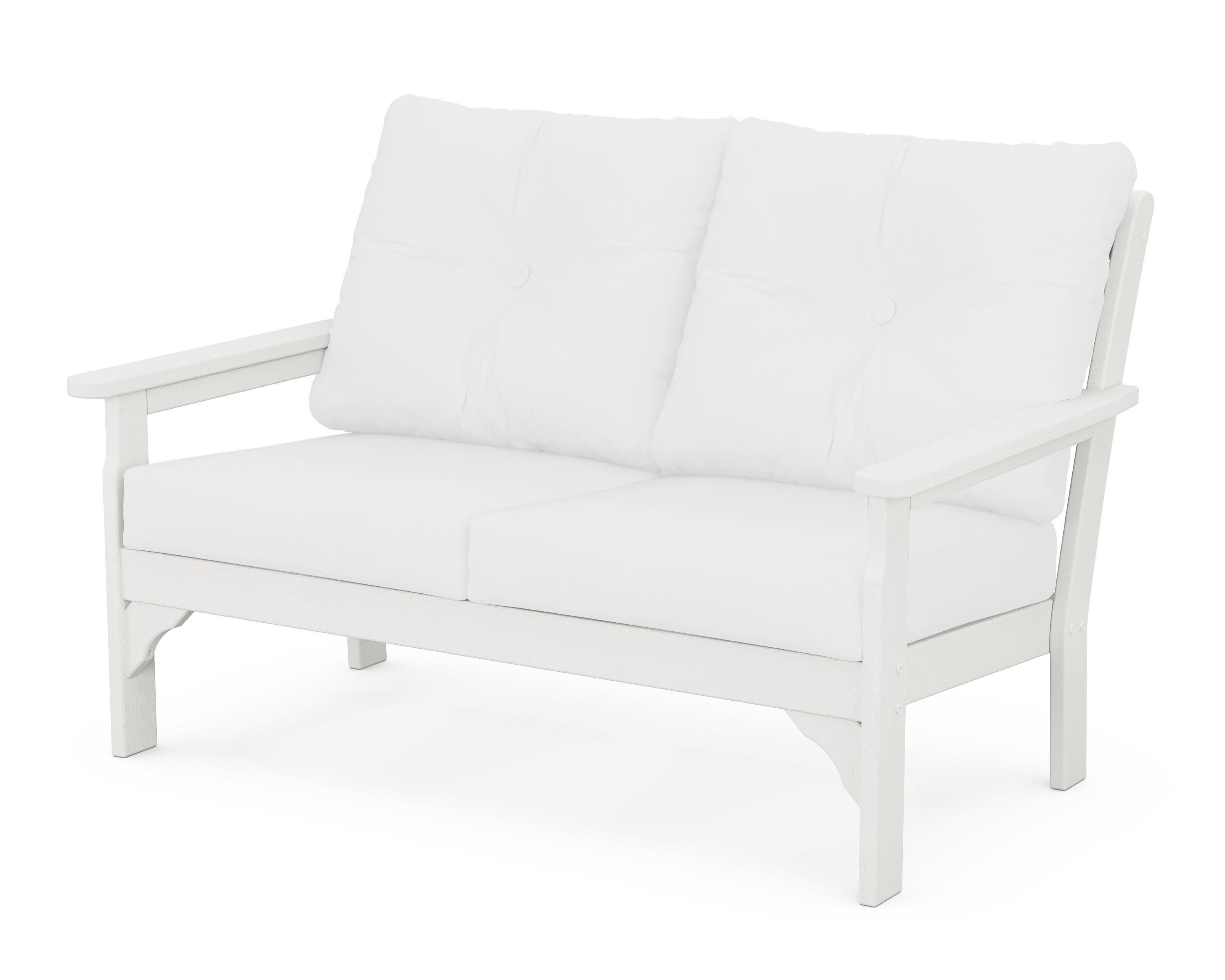 Vineyard Deep Seating Loveseat in Vintage White / Natural