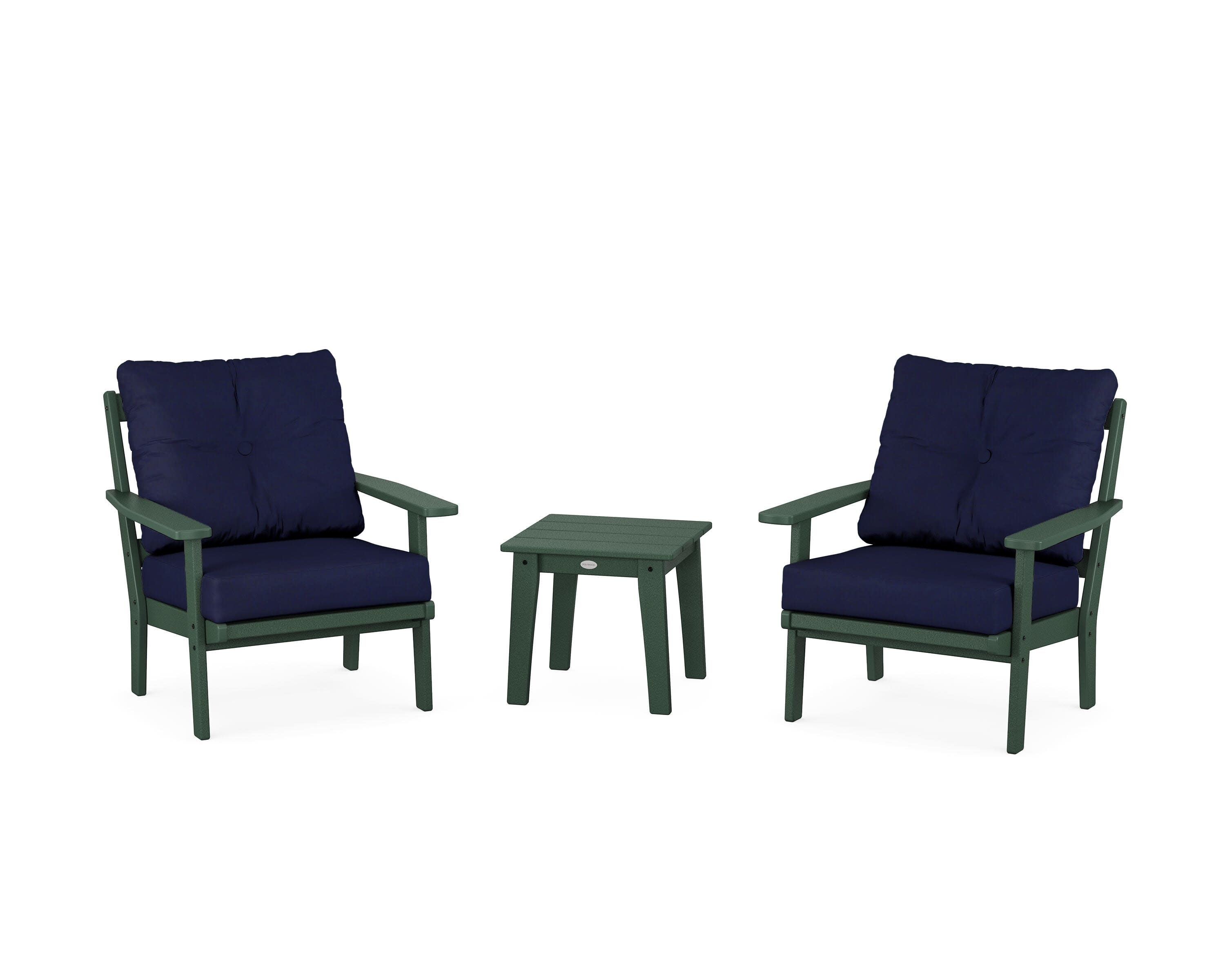 Prairie 3-Piece Deep Seating Set in Green / Navy
