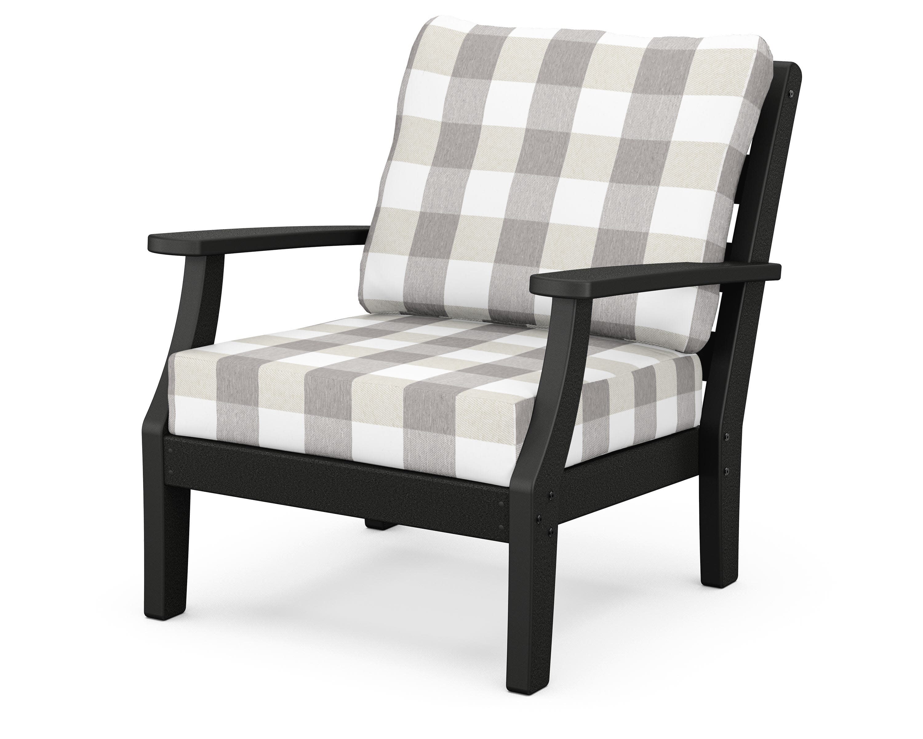Chesapeake Deep Seating Chair in Black / Buffalo Plaid Grey Mist