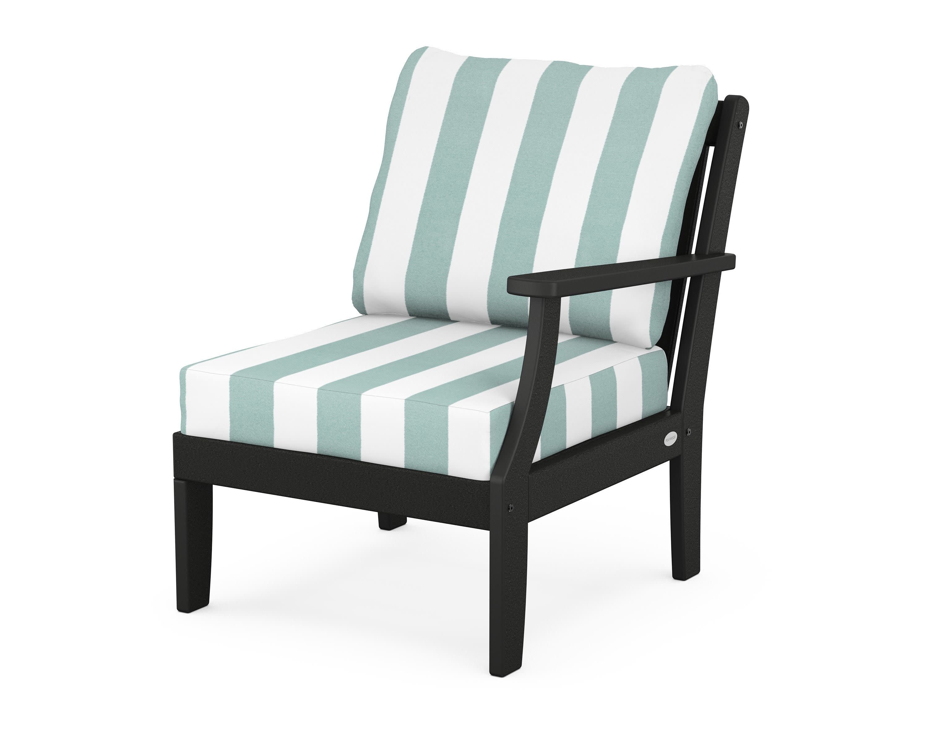 Braxton Modular Right Arm Chair in Black / Cabana Stripe Glacier Spa