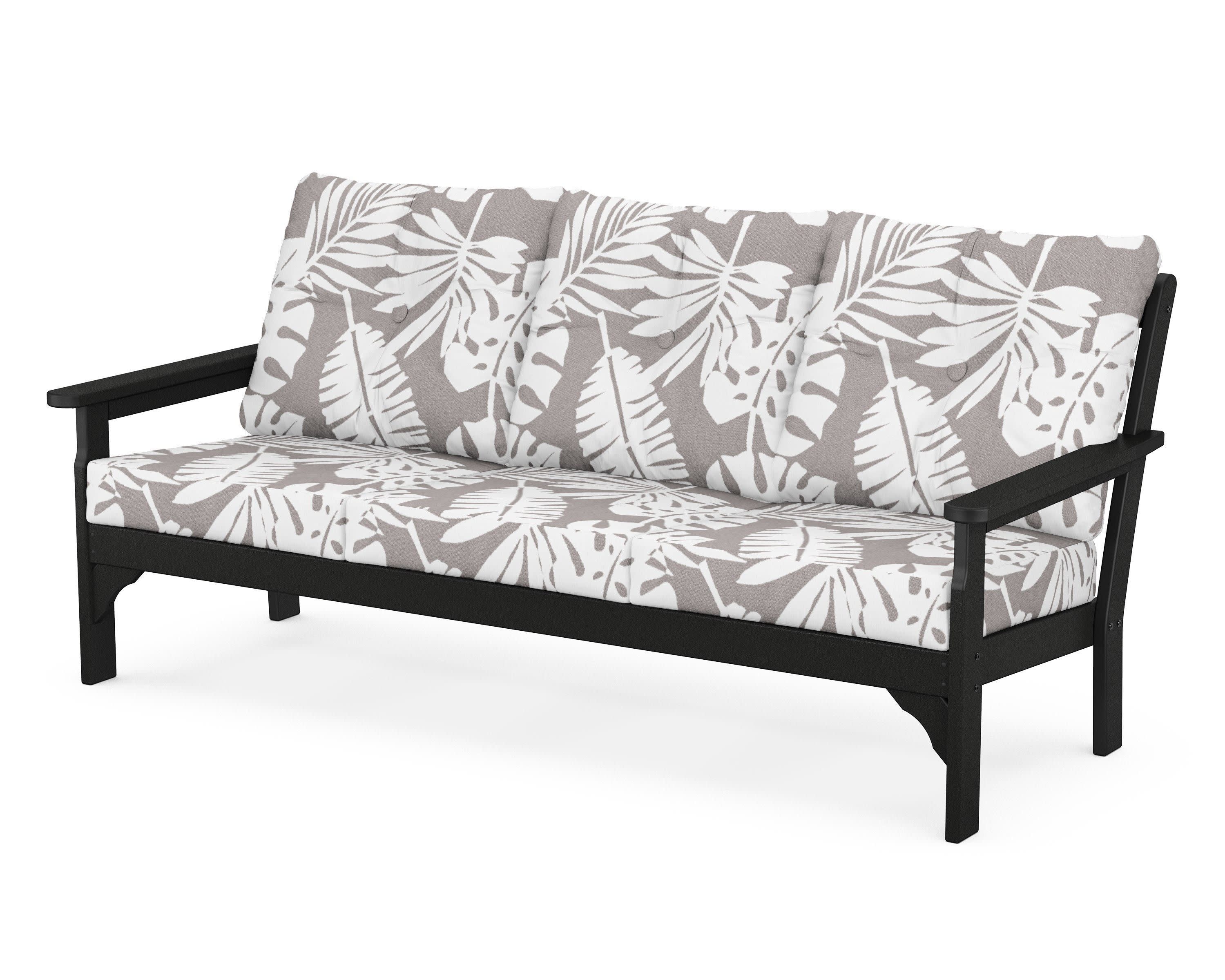 Vineyard Deep Seating Sofa in Black / Leaf Grey Mist