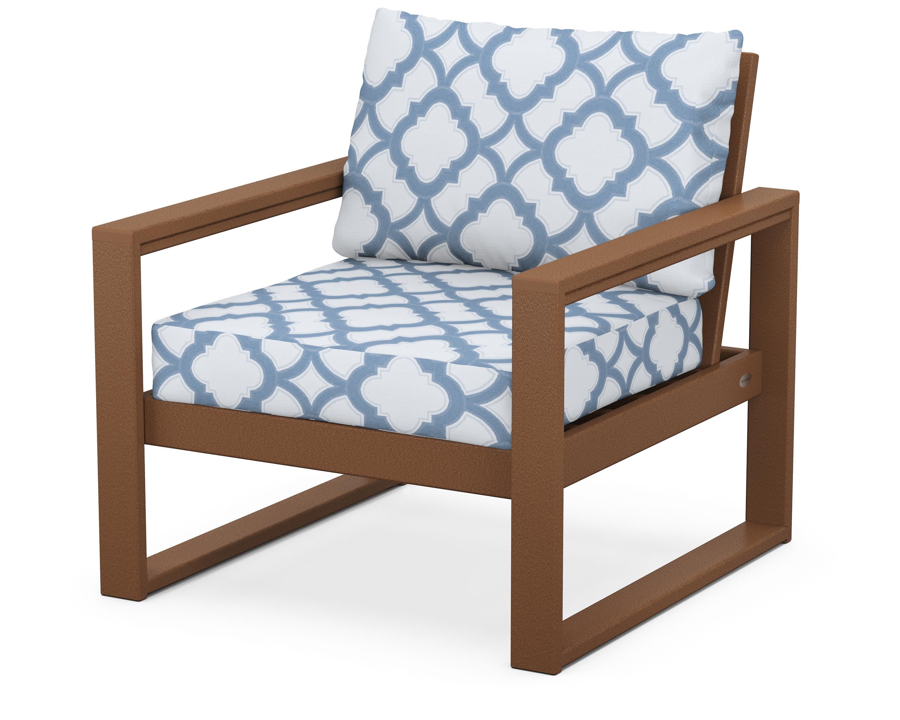 EDGE Club Chair in Teak / Trellis Sky Blue