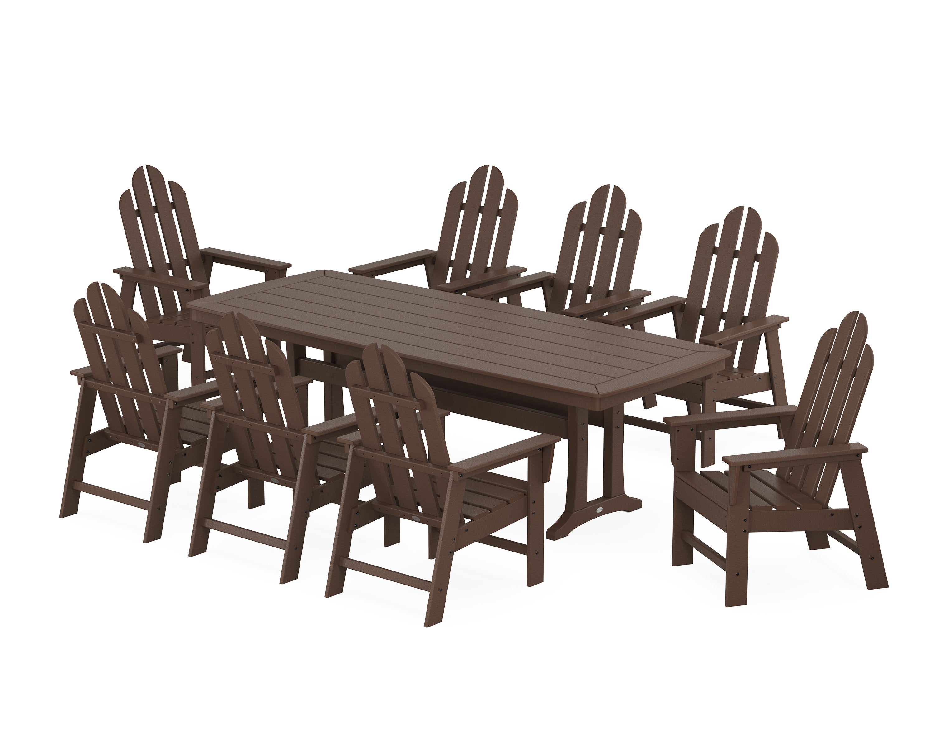 Long Island 9-Piece Dining Set with Trestle Legs in Mahogany