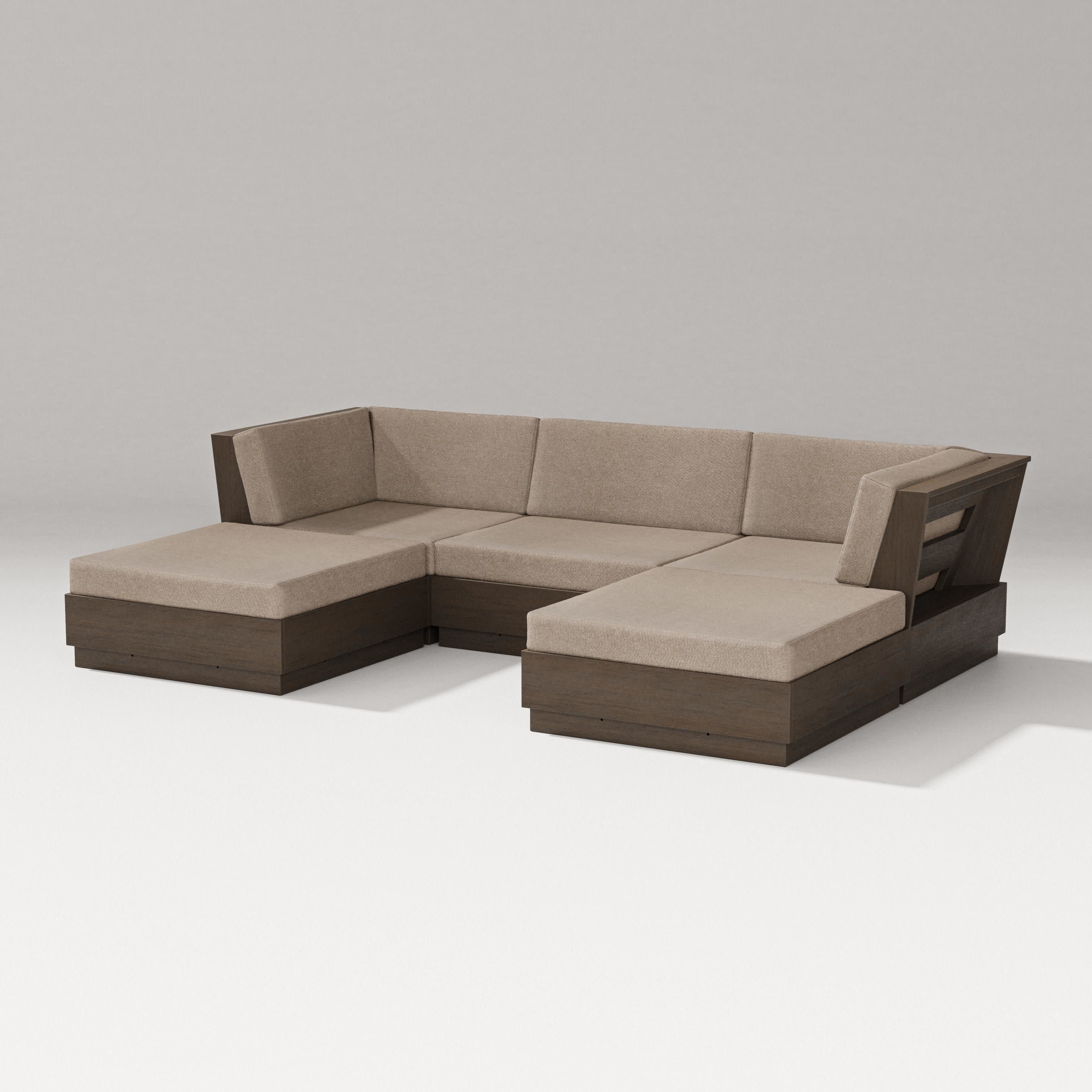 Elevate Double Chaise Sectional in Kona / Spiced Burlap