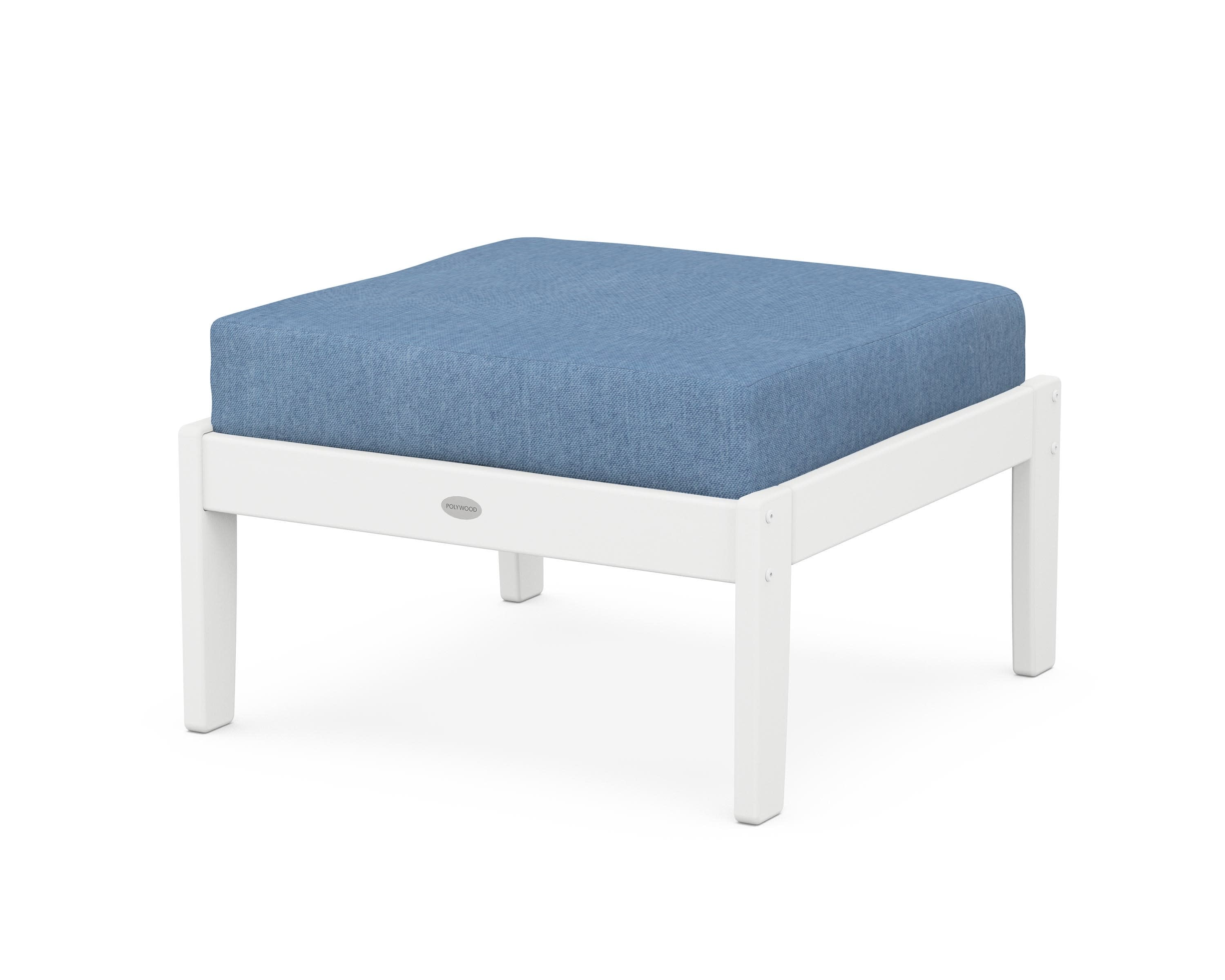 Braxton Deep Seating Ottoman in White / Sky Blue