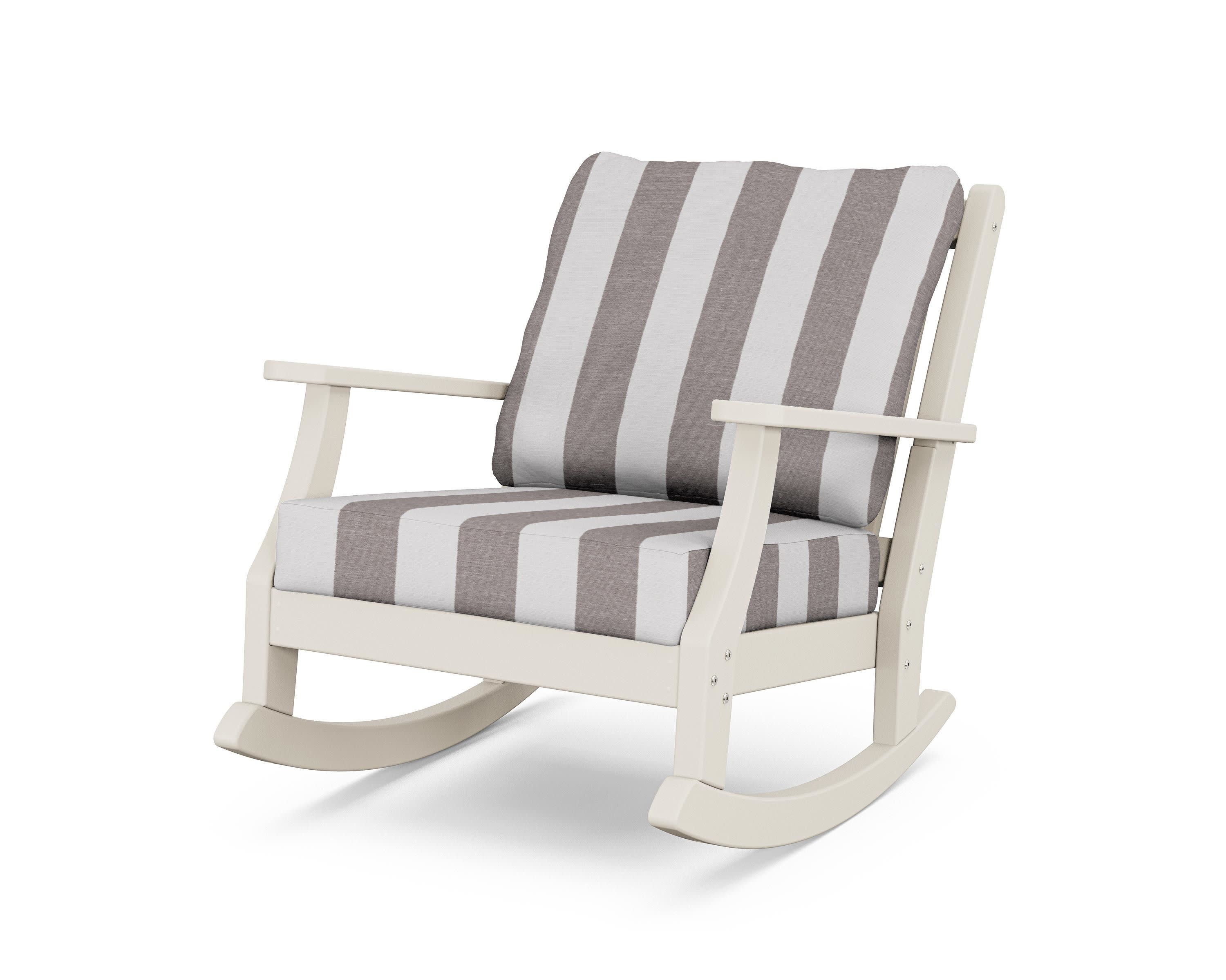 Wovendale Deep Seating Rocking Chair in Sand / Cabana Stripe Grey Mist