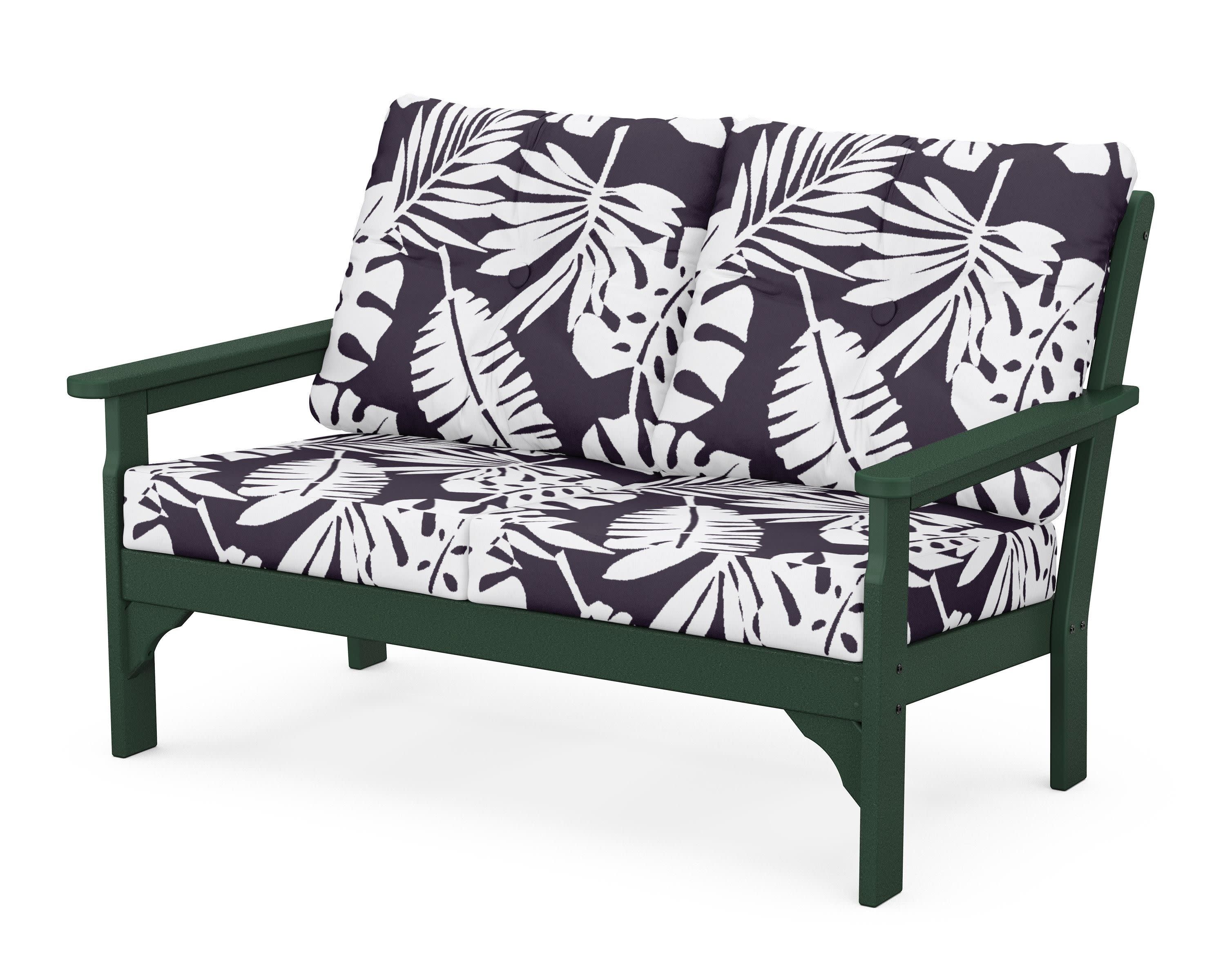 Vineyard Deep Seating Loveseat in Green / Leaf Navy
